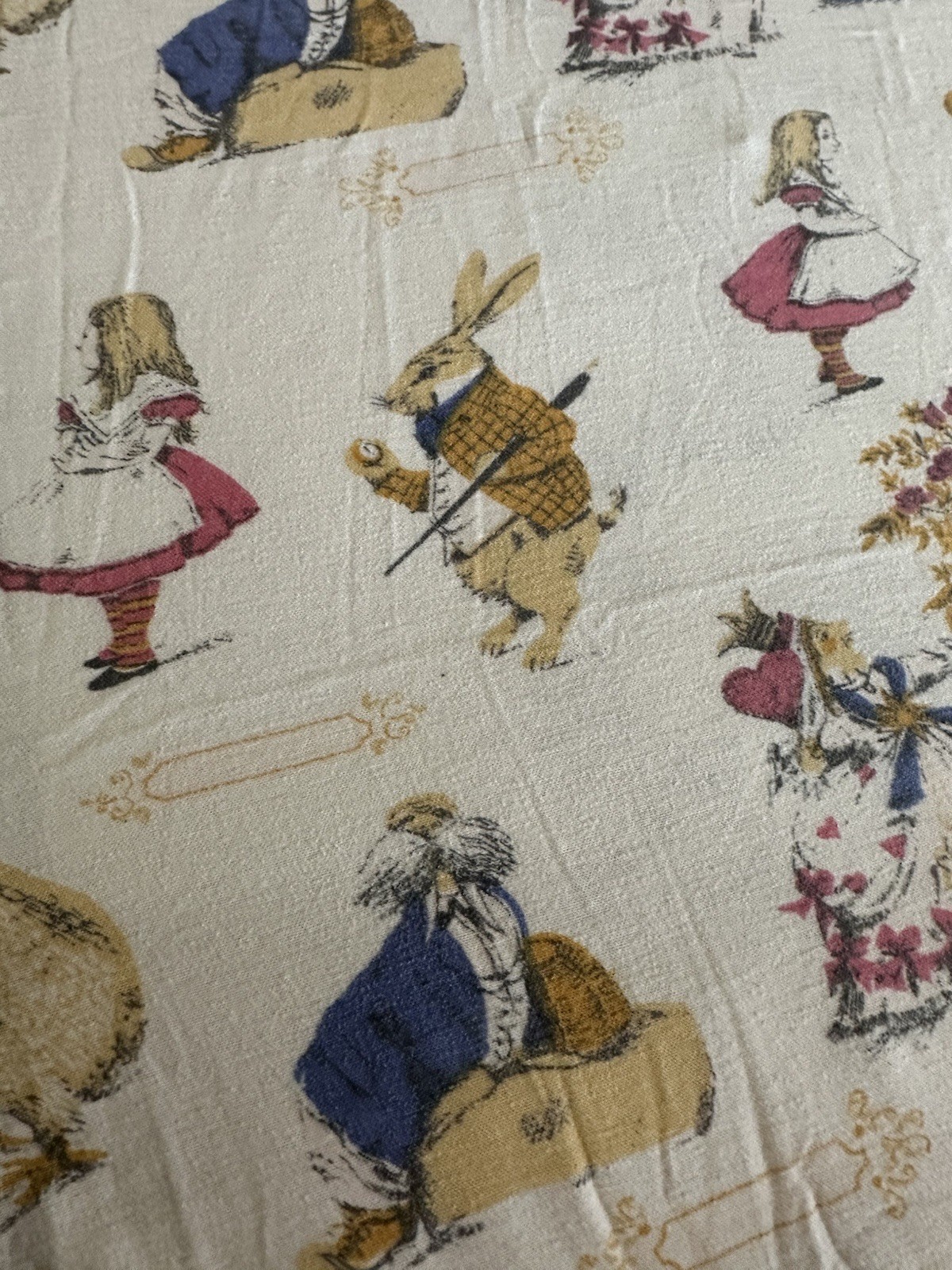 1950S Fieldcrest Mills Blankets 2-Alice In Wonderland Soft & Worn Satin Trim VTG