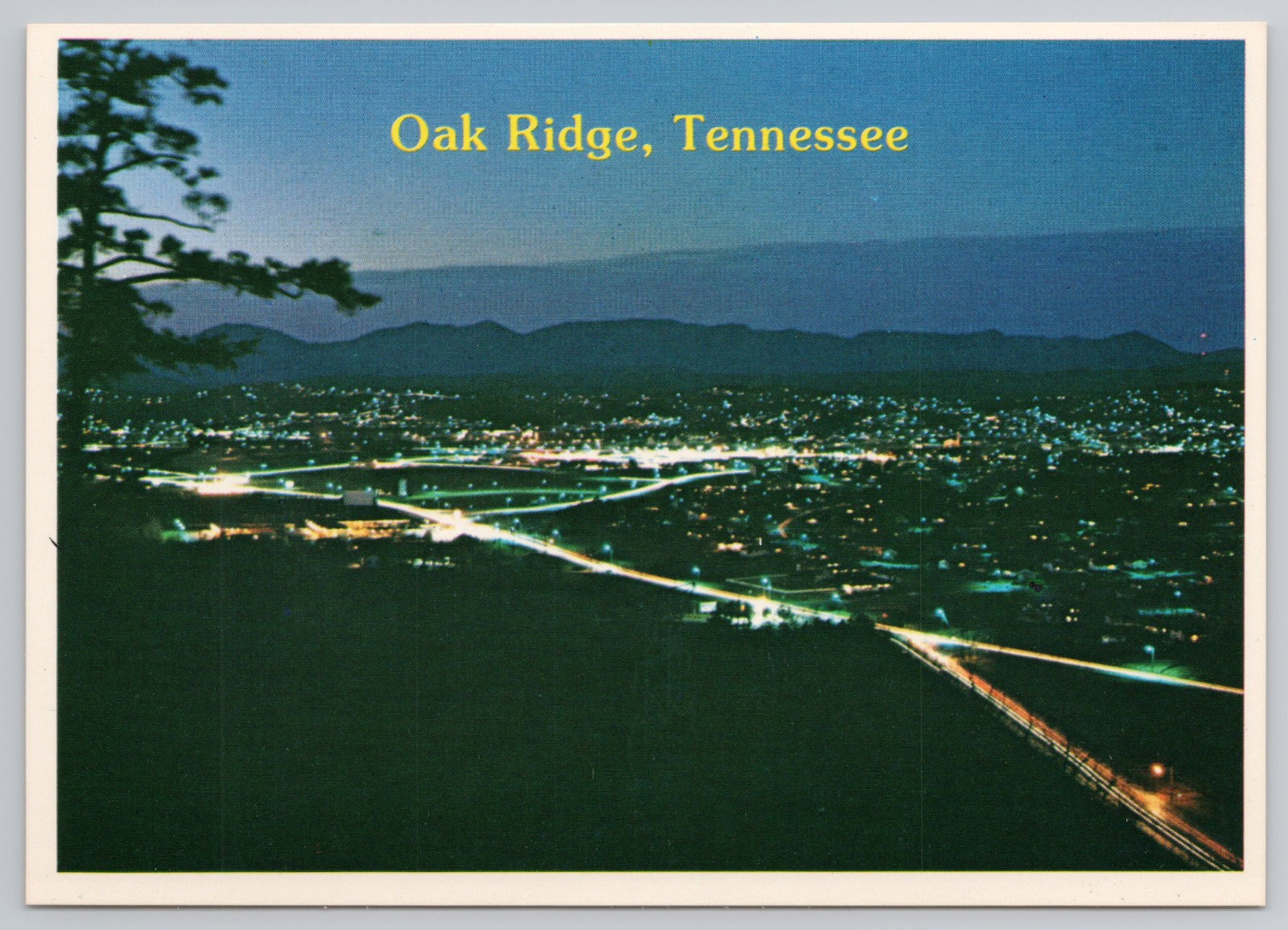 Oak Ridge Tennessee TN Night City Highways Aerial Postcard