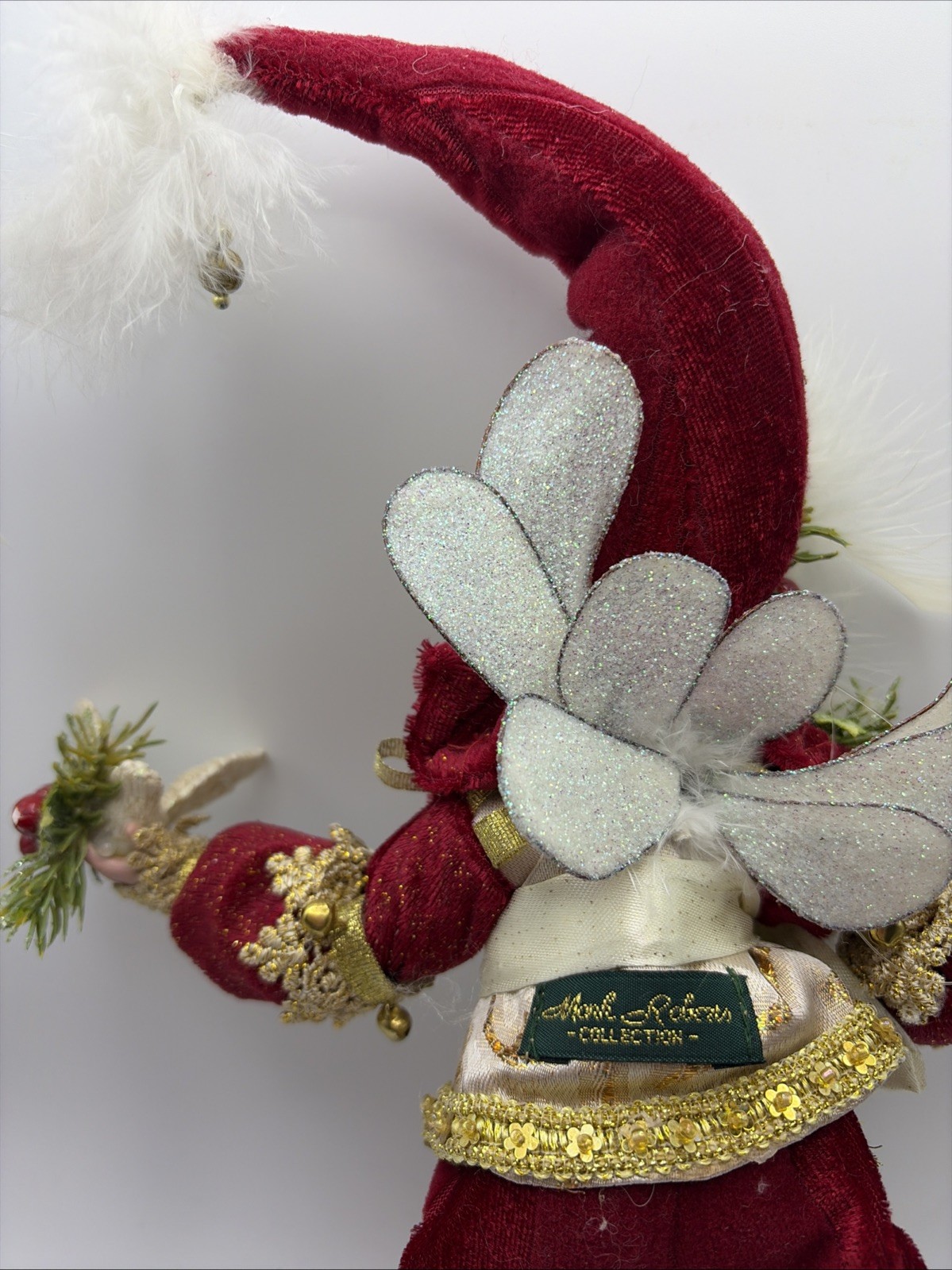 Mark Roberts Dove Fairy Santa Winged Ornament 9” White Doves Wire Glasses