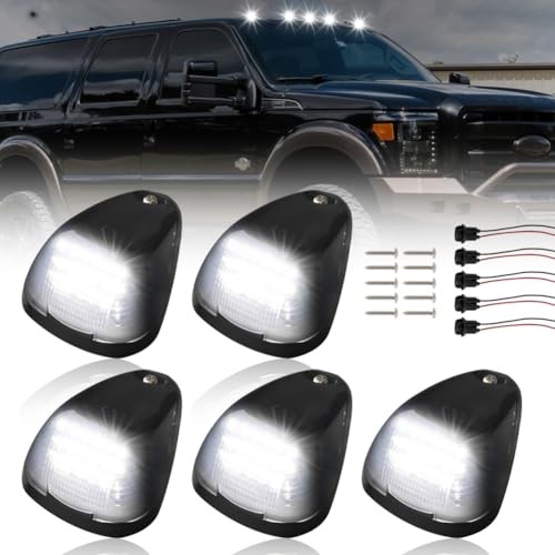 LED Cab Roof Marker Lights Top 1999-2016 F250 Smoked Lens White Lights