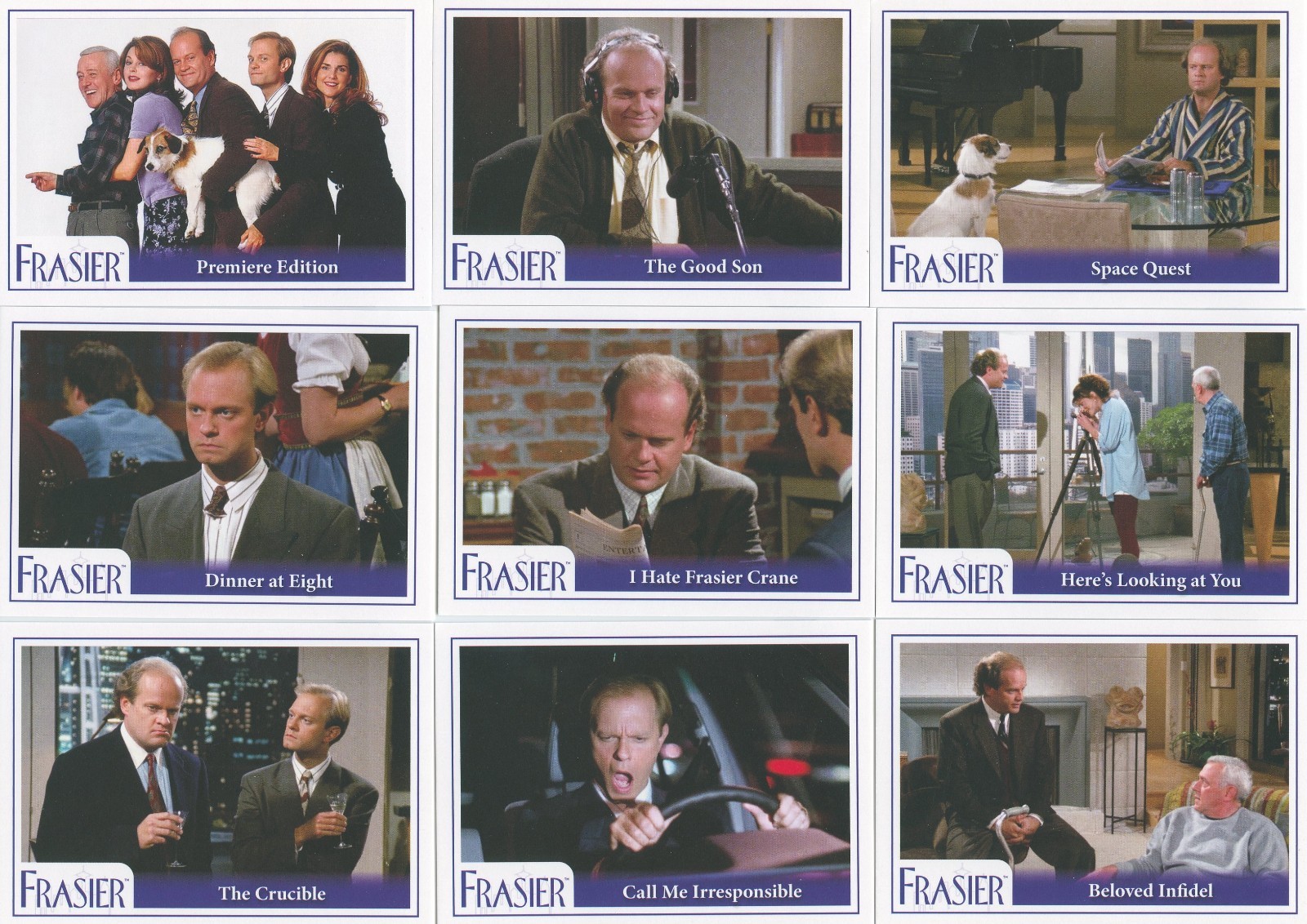 Frasier Binder with 97 card base & Blue Parallel set, All 5 Chase sets & Promos
