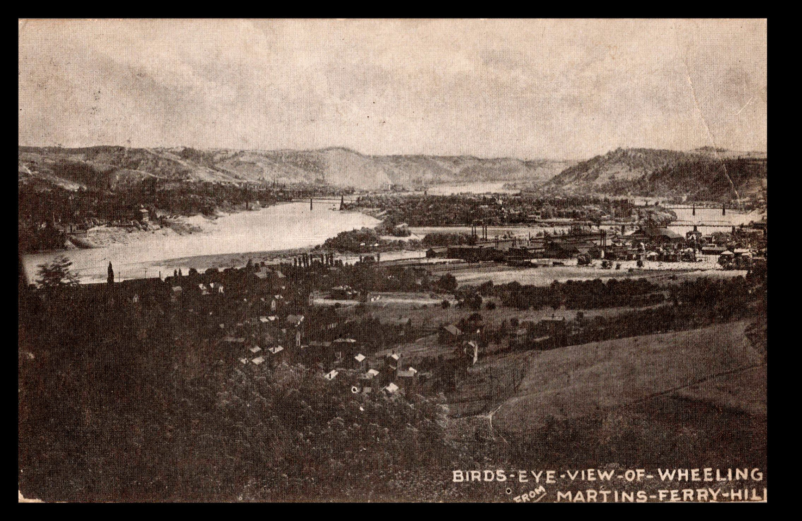 [H3] Postcard 1909, Birds Eye View of Wheeling West Virginia