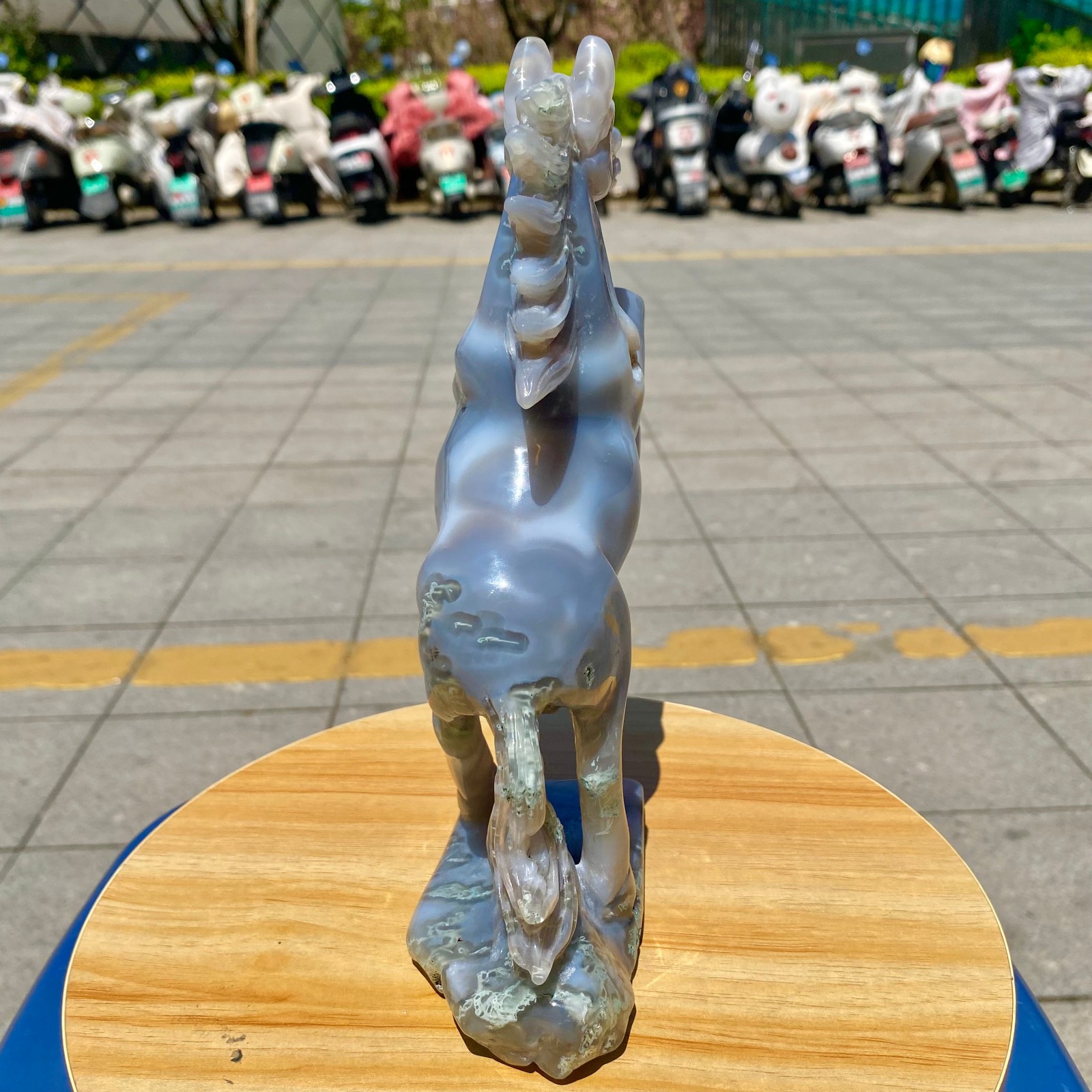 2.42LB Natural Agate Carved Horse Figurine, Exquisite Hand Carved Gemstone Statu