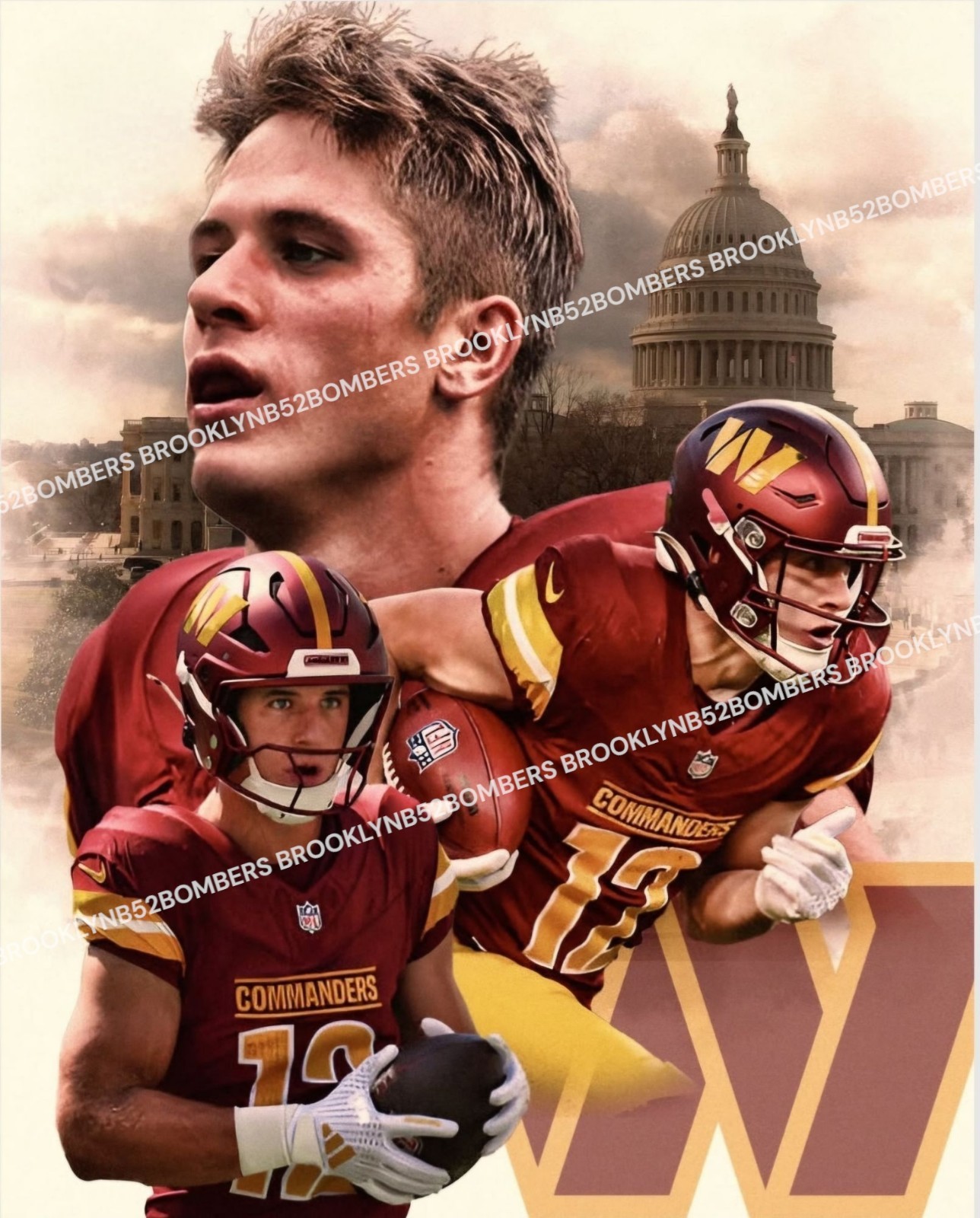 Luke McCaffrey Washington Commanders Custom Exclusive 8×10 Glossy Photo