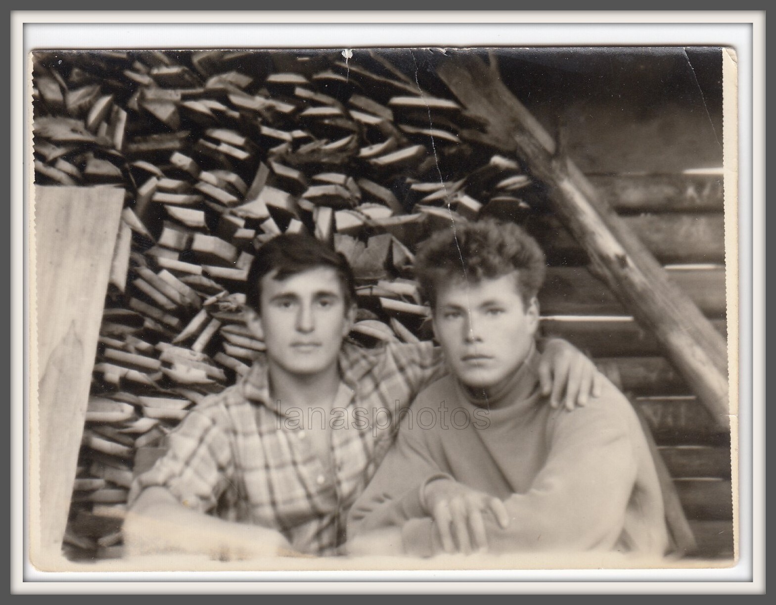 Two friends Handsome young men boys hugging Affectionate couple Closeness photo
