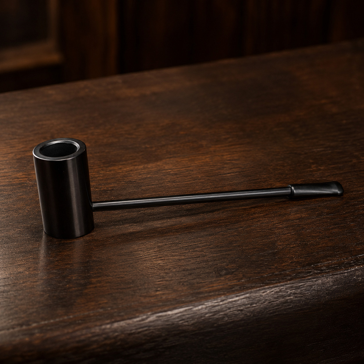 Popeye Style Wooden Tobacco Pipe Long Metal Stem Black Rubber Mouthpiece
