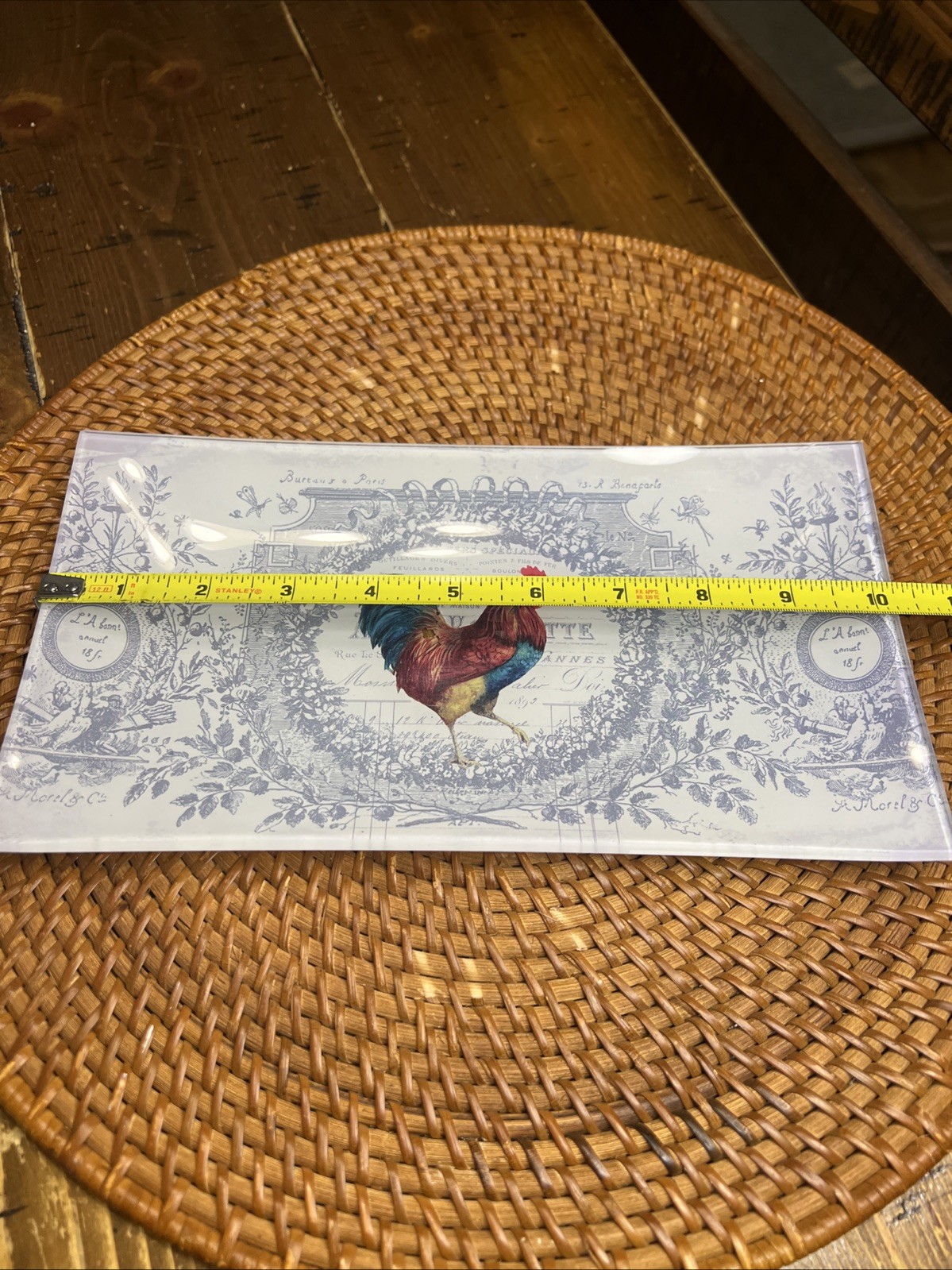 Paperproducts Design Glass Rooster Tray Food Safe Hand Wash Only