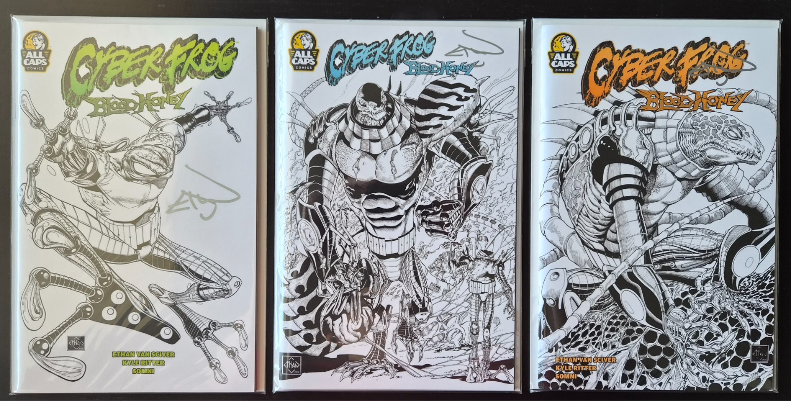 CYBERFROG Blood Honey 3 Book Lot Signed by Ethan Van Sciver – LINE ART Cover