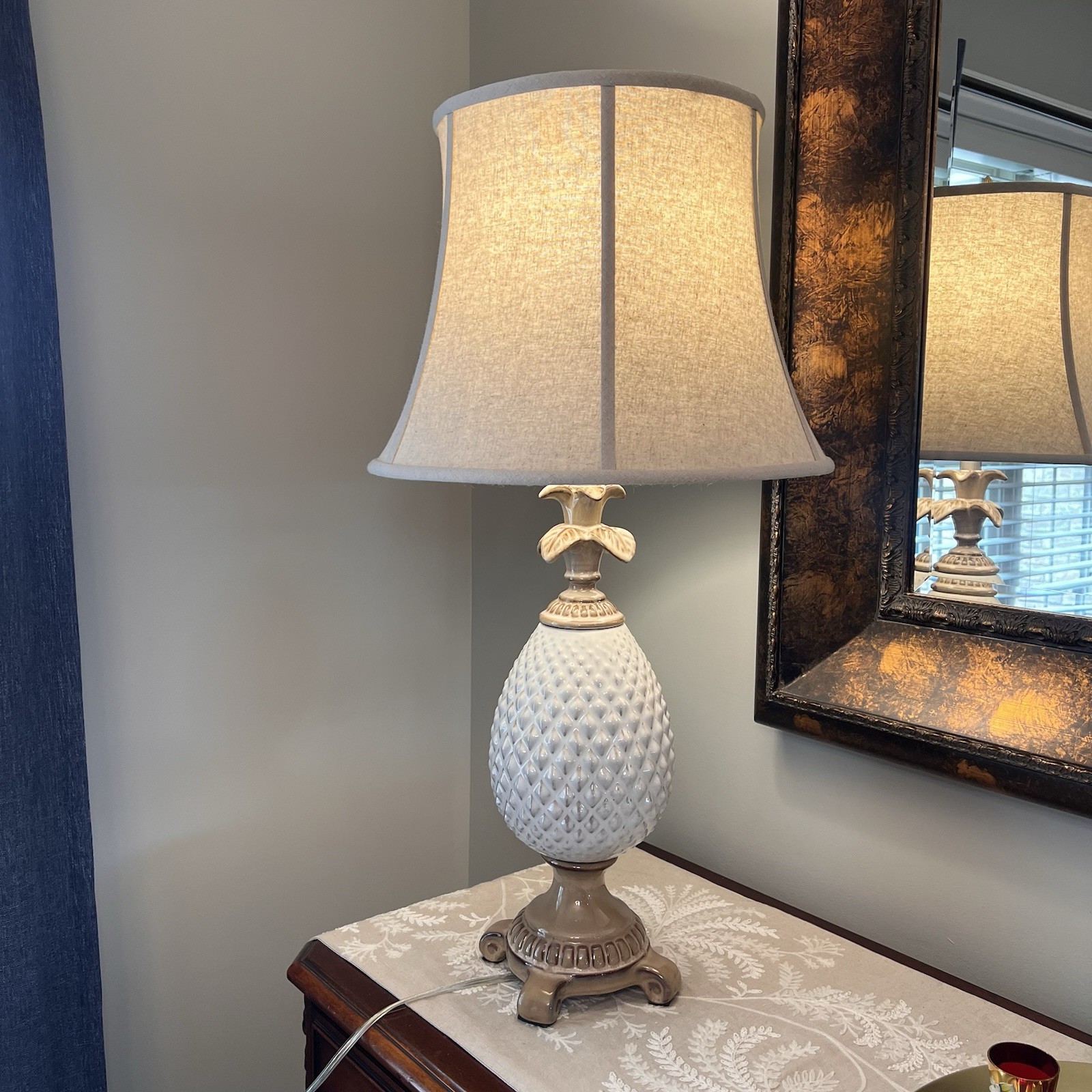 VTG Pier 1 Pineapple Lamp ONLY 30.5″ Coastal Tropical Ceramic Table Beach Rare *