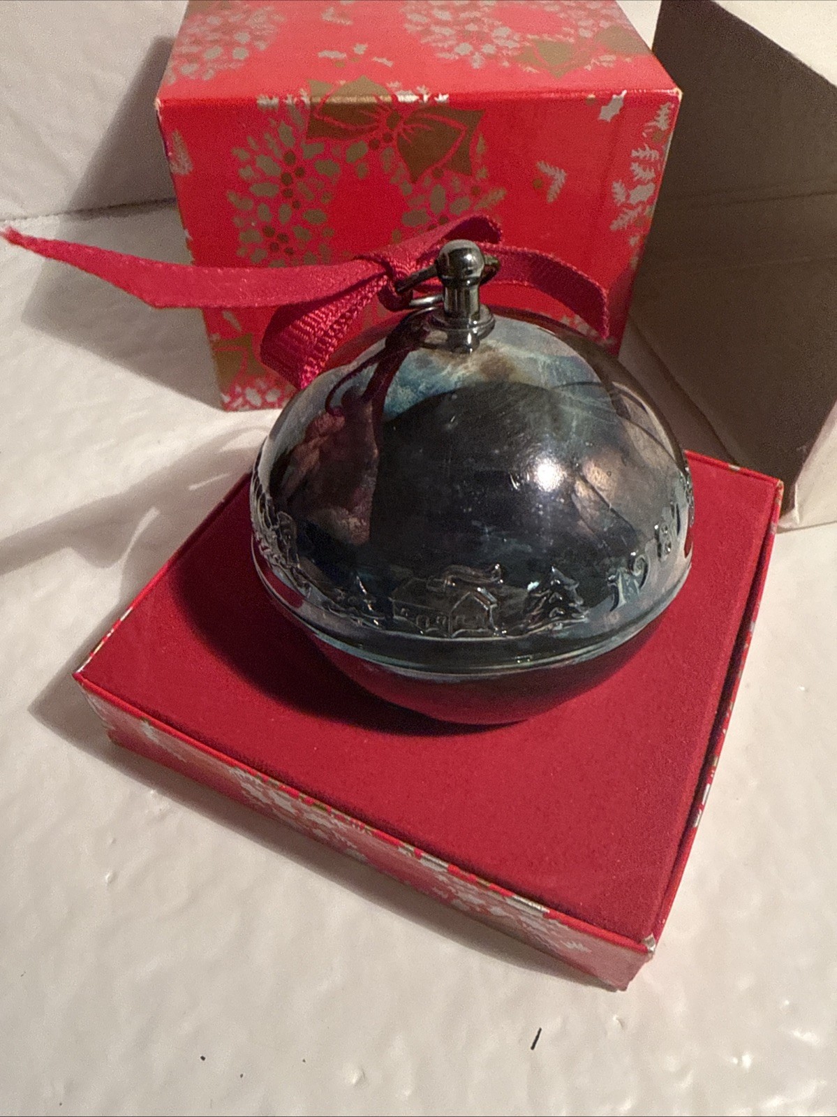 Wallace Silversmith’s 1987 Silverplate Bell Christmas Ornament Original Box