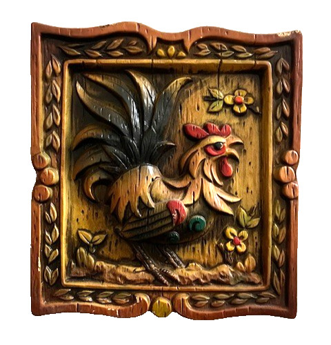 Vintage Rooster 3D Wall Hanging Japan MCM Country Farmhouse Approximate 7” Retro