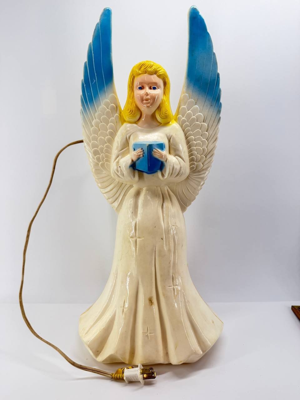 Vintage Union Products Lighted Christmas Angel Blow Mold Decoration 18″ Working