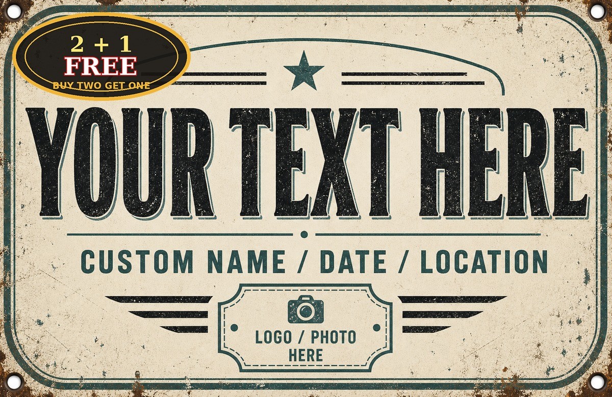 Heavy Duty Custom Metal Tin Sign Personalized Photo Text Logo Wall Decor 8×12