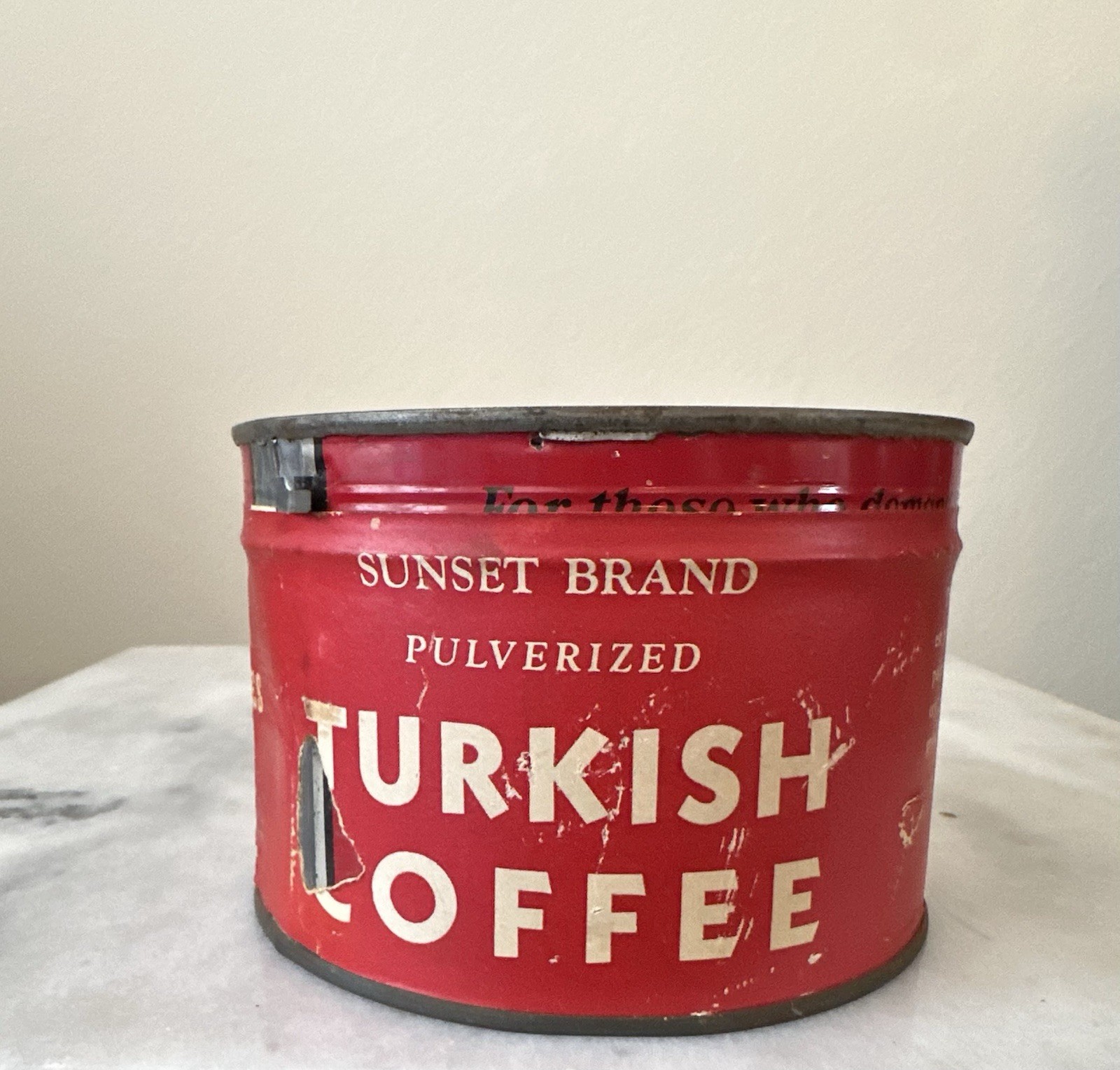 RARE Unopened Sunset Brand Pulverized Turkish Coffee Tin Can Advertising Vintage