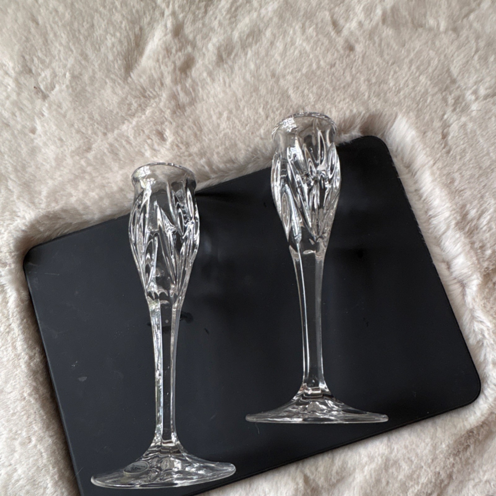 Gorham Lead Crystal Etched Champagne Flutes Germany Set of 2, Clear, 7.5″