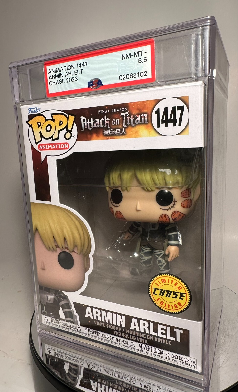 Attack on Titan – Armin Arlelt 1447 CHASE PSA Graded 8.5/10 Funko Pop!