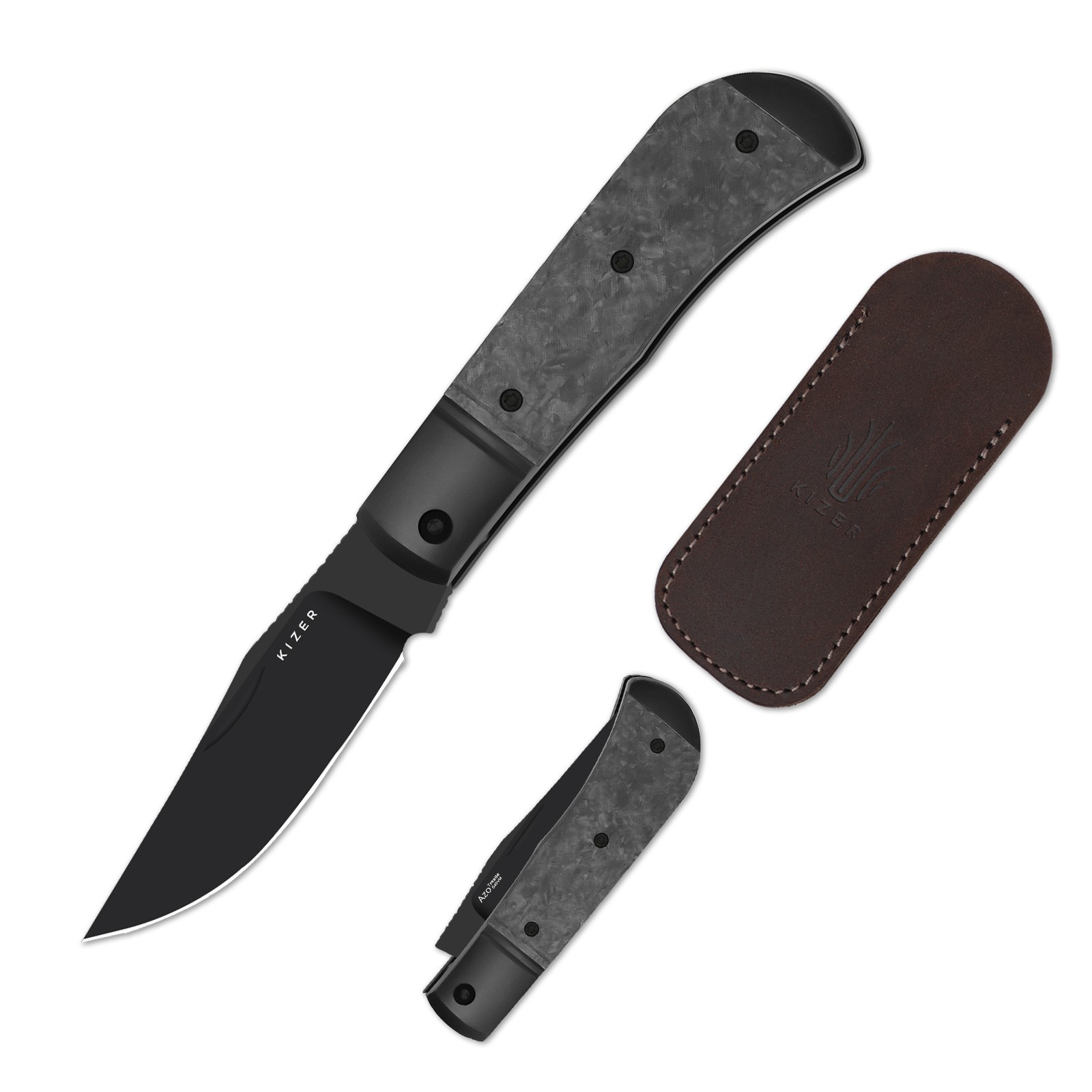 Kizer Trestle EDC Folding Pocket Knife S45VN Blade Titanium+ Carbon Fiber Handle