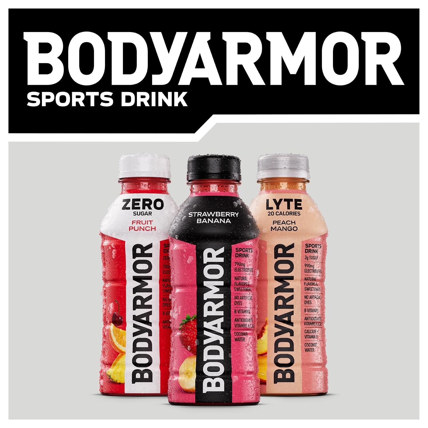 BODYARMOR ZERO Sugar Fruit Punch, Free Sports 16 Ounce (Pack of 12)