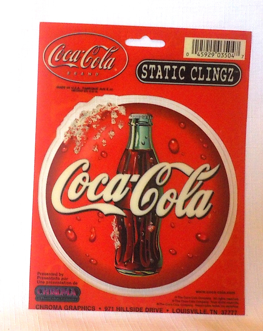 COCA-COLA 5+” Round Static Clingz Car Truck Store Window Decal Chroma Graphics