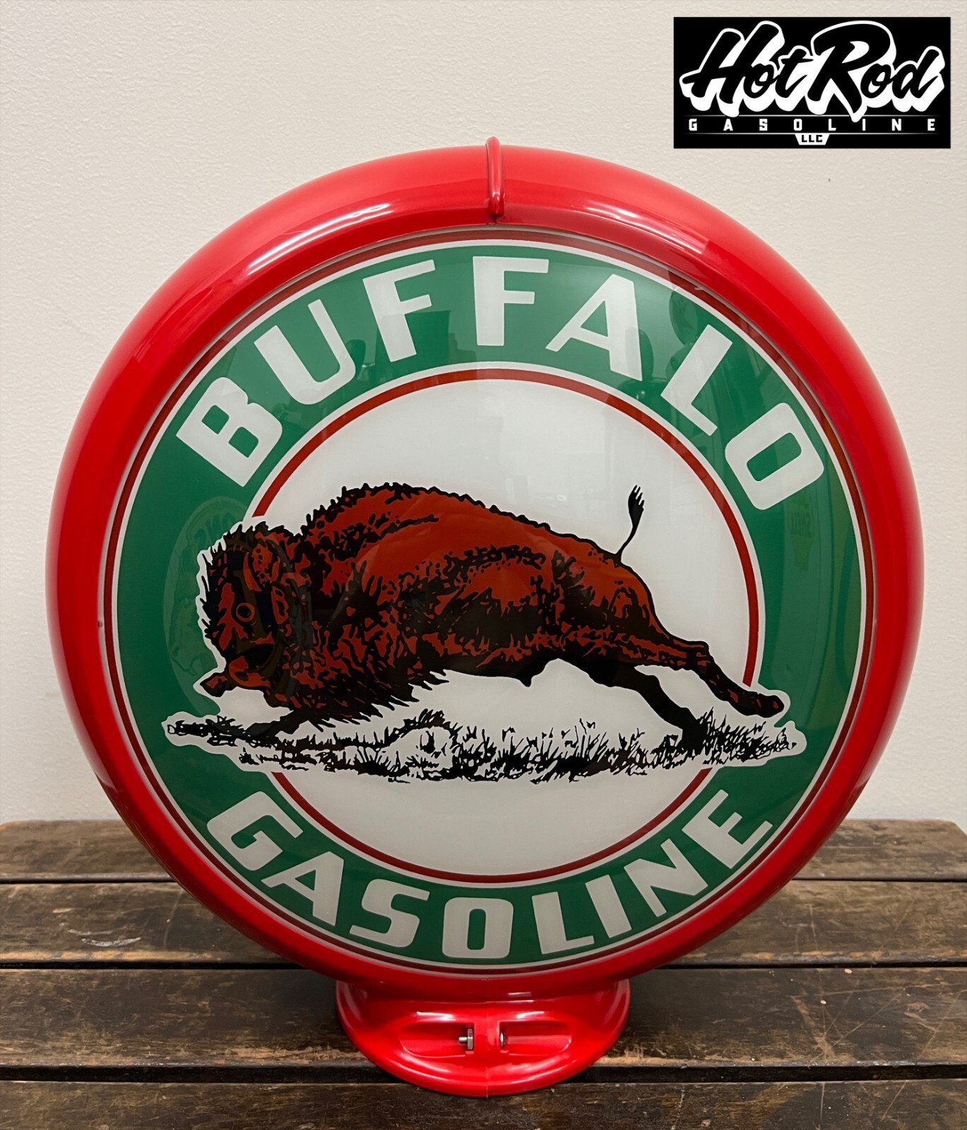 BUFFALO GASOLINE Reproduction 13.5″ Gas Pump Globe – (Red Body)