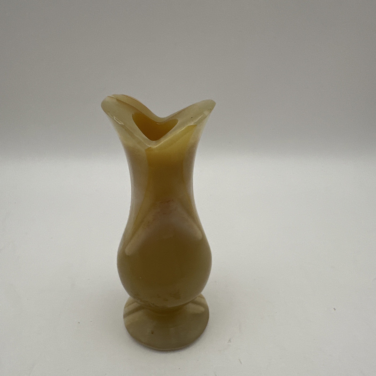 Vintage Onyx Carved Natural Stone Bud Vase Earth Tones 3 .5”