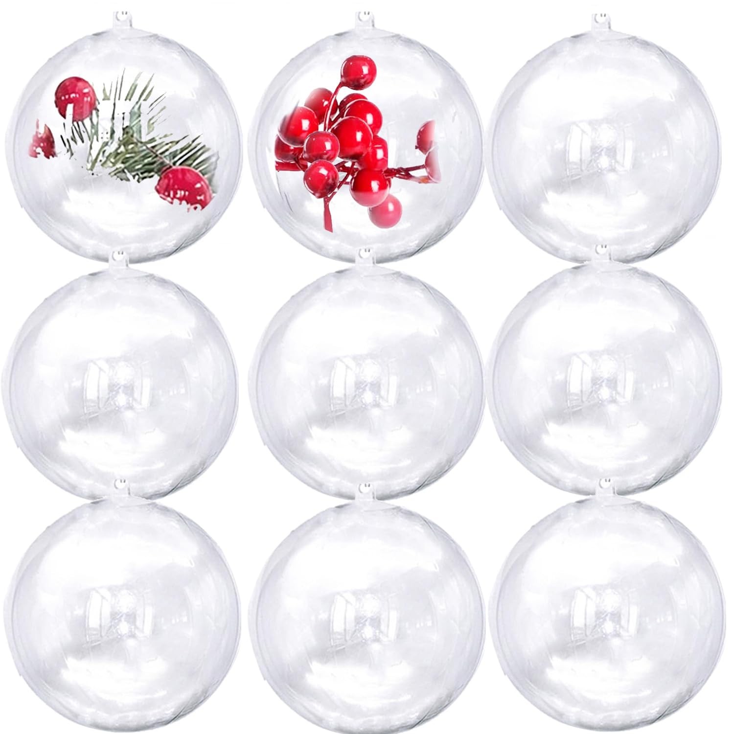 80mm/3.15inch=10Set 20pcs Large Clear Ball Ornaments, 3.14 inch, Transparent