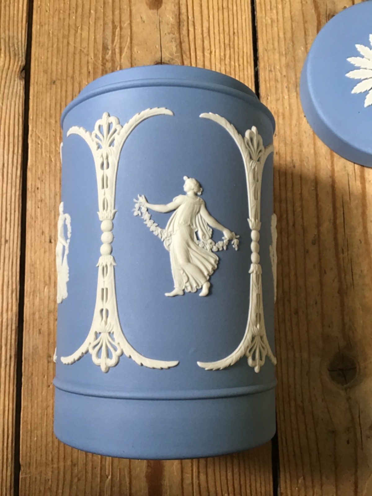 Wedgwood Jasperware Pale Blue Dancing Hours / Floral Girls box.