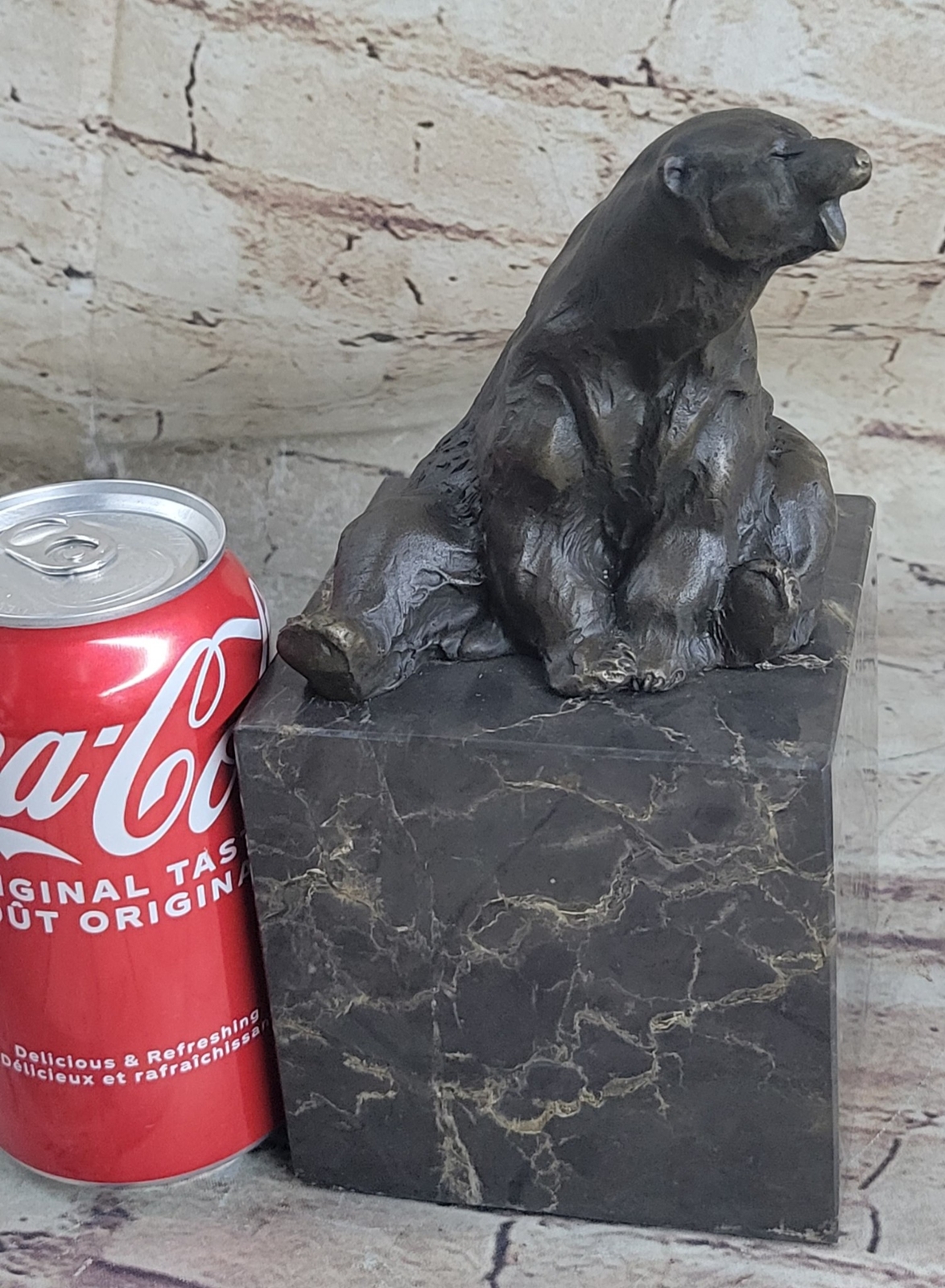 Art Deco Stylish Polar Bear Bronze Sculpture Marble Base Figurine Figure Hotcast