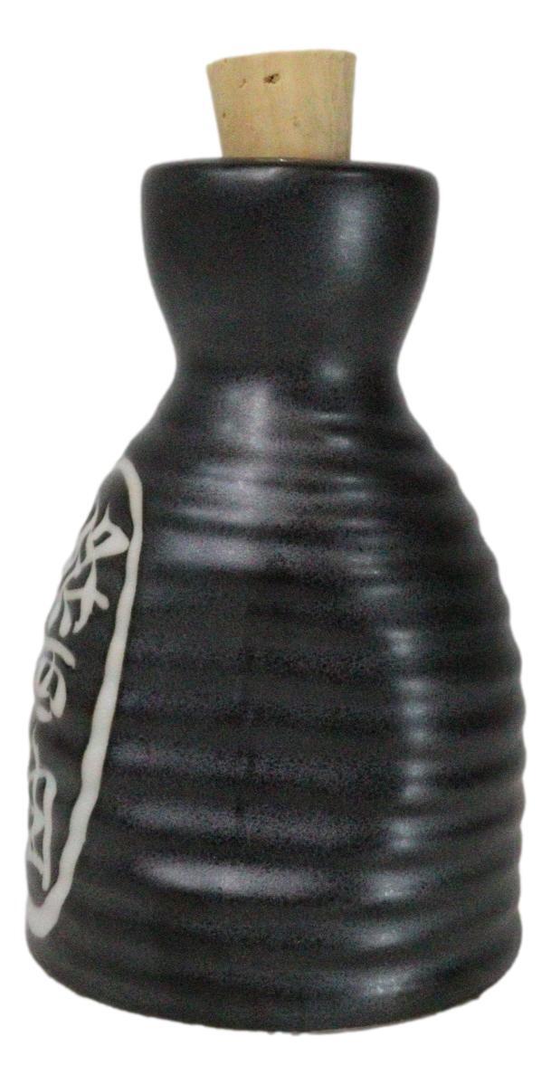 Matte Black Traditional Japanese Soy Sauce Dispenser Flask Set Made in Japan
