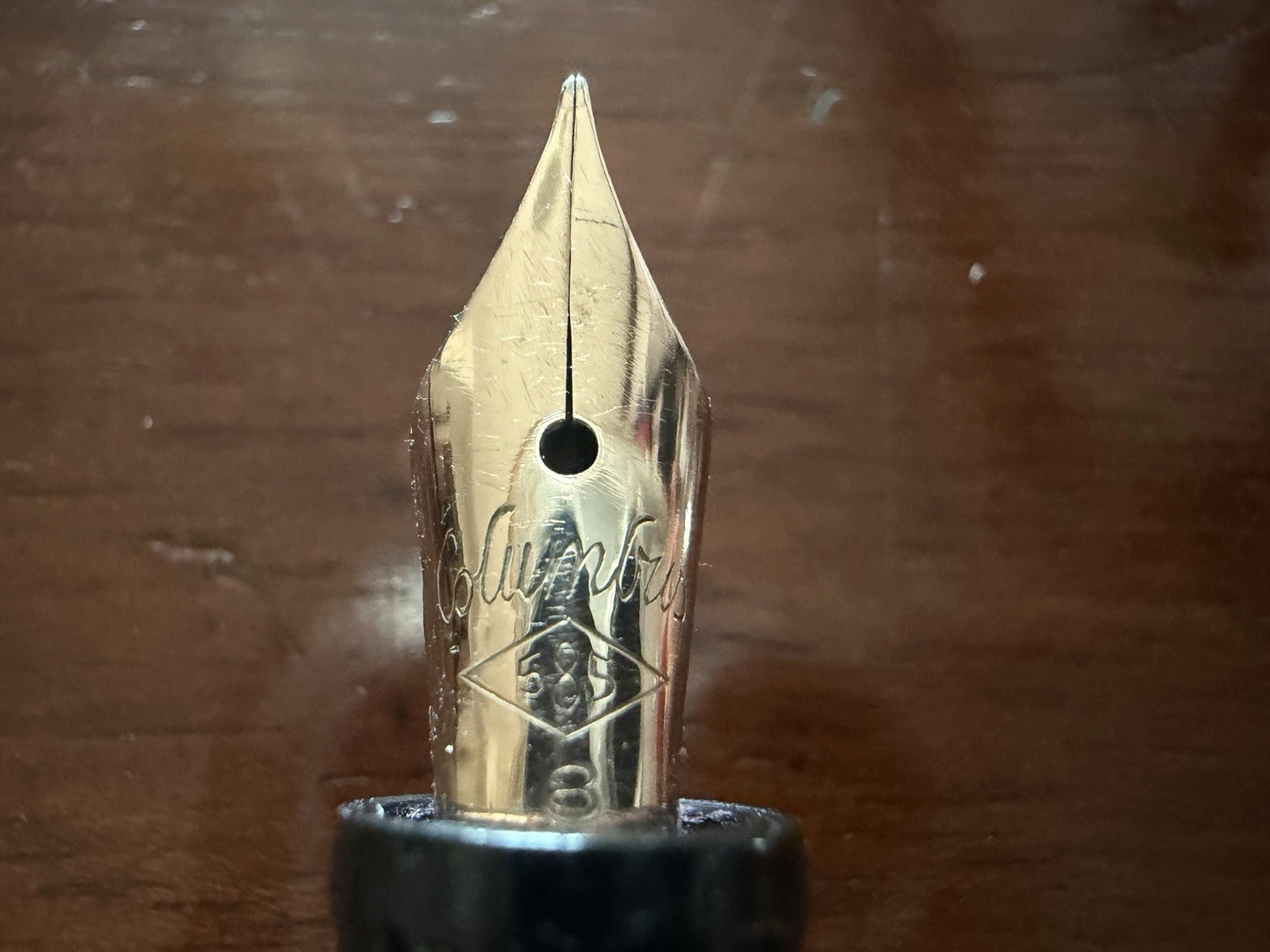 Marbled Celluloid Fountain Pen Columbus 14 kt Gold Nib Vintage 1930s