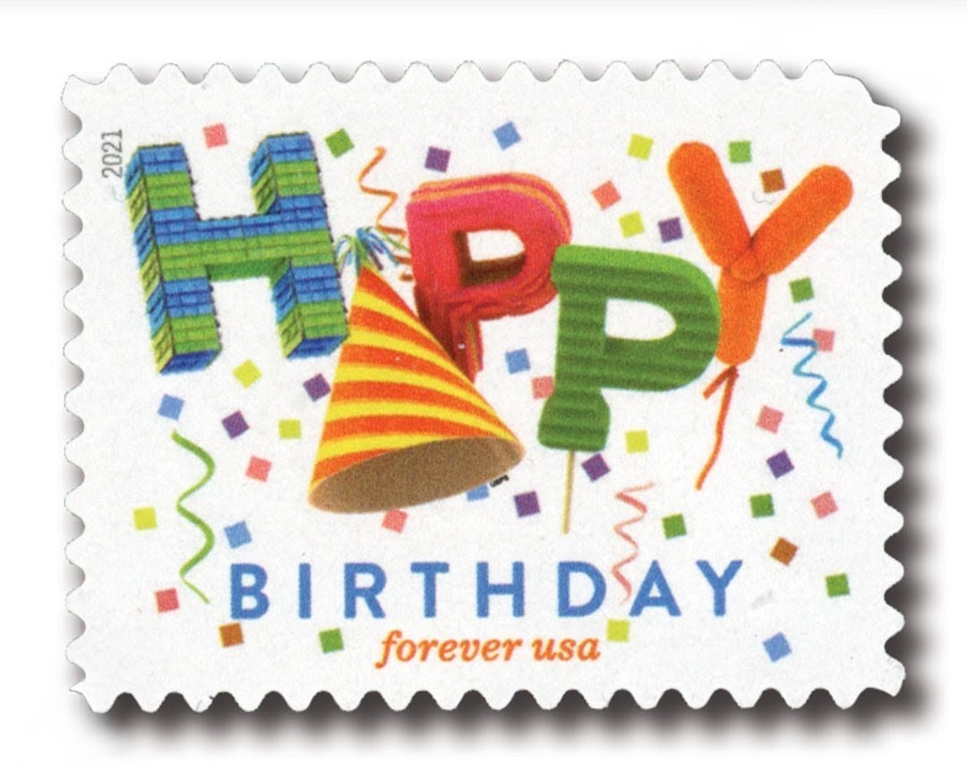 2021 Happy Birthday Forever USA Stamp Sheet Of 20, Multicolor