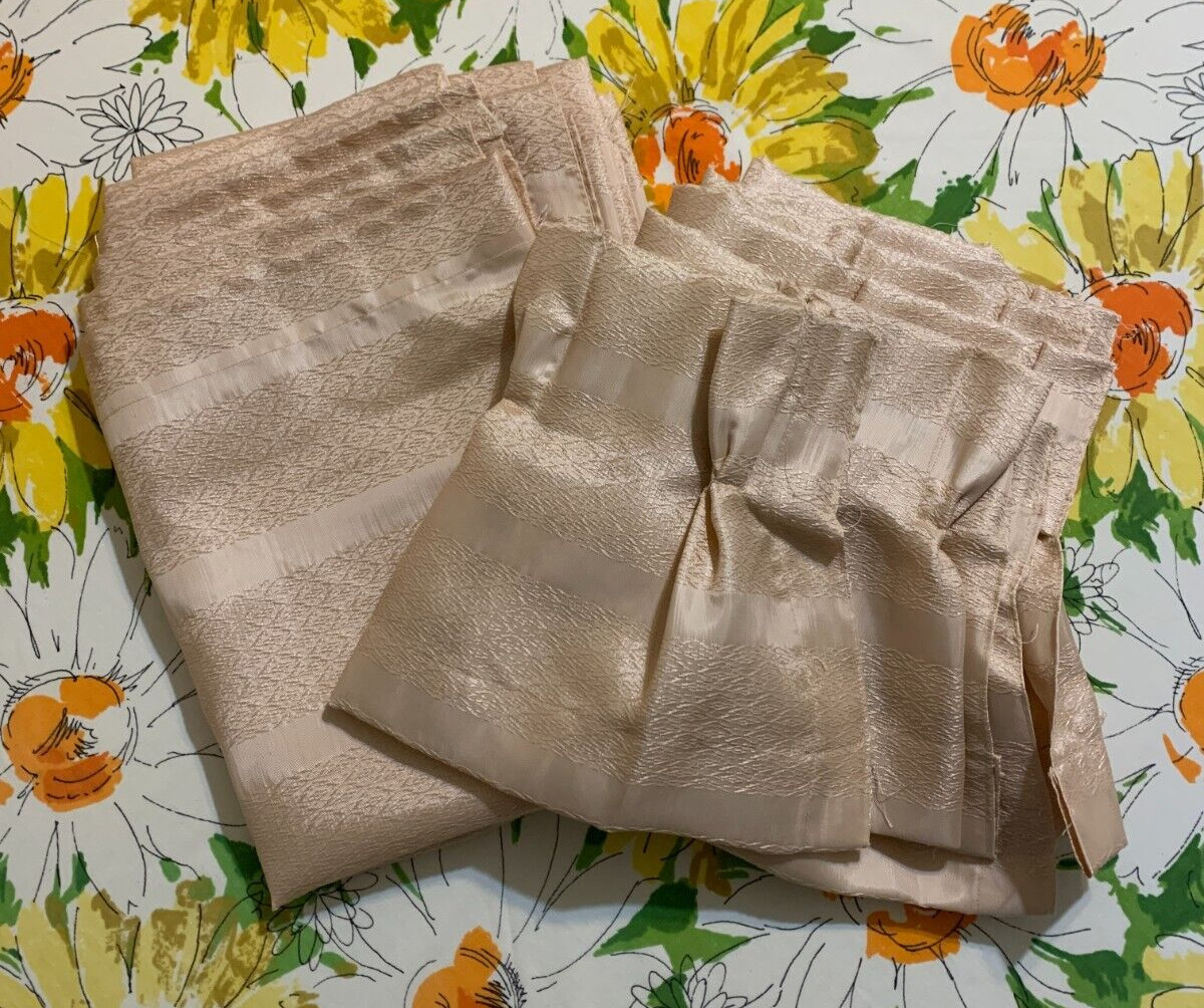 Vintage 60’s MCM Fiberglass Pinch Pleat Cafe Curtains (3 windows)