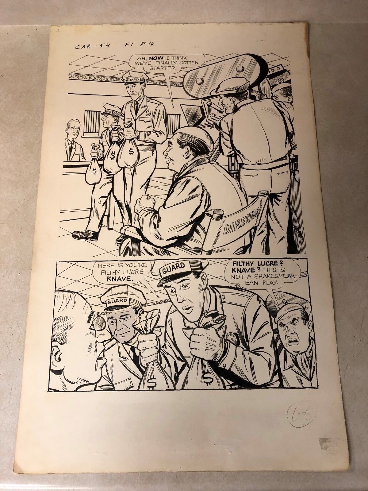 Car 54 #5 original comic art SPLASH tv show comic GWYNNE bank robbery 1963 DELL