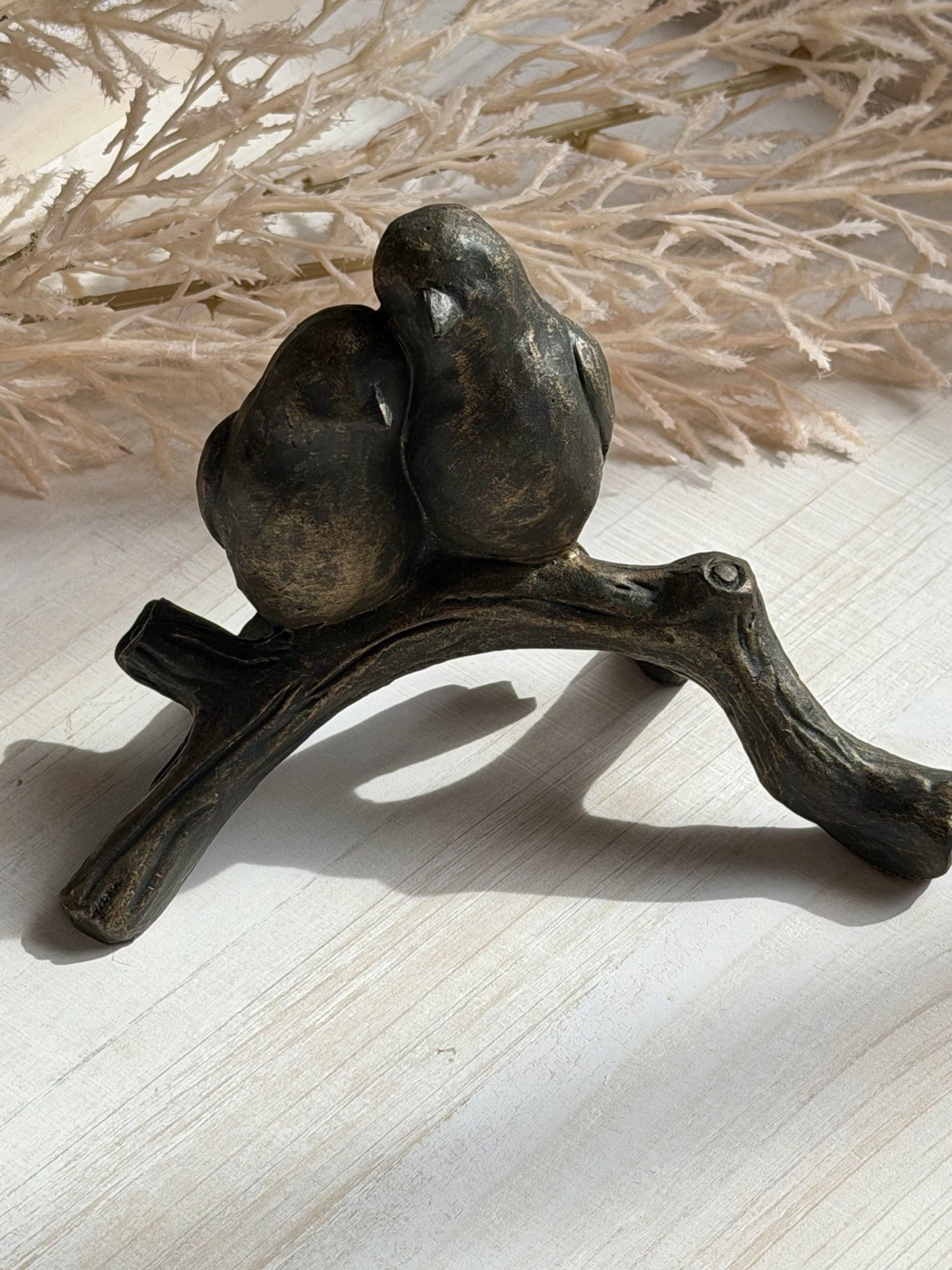 VTG Rustic Love Birds On A Branch Figurine Sculpture Bird Decor Wedding Gift