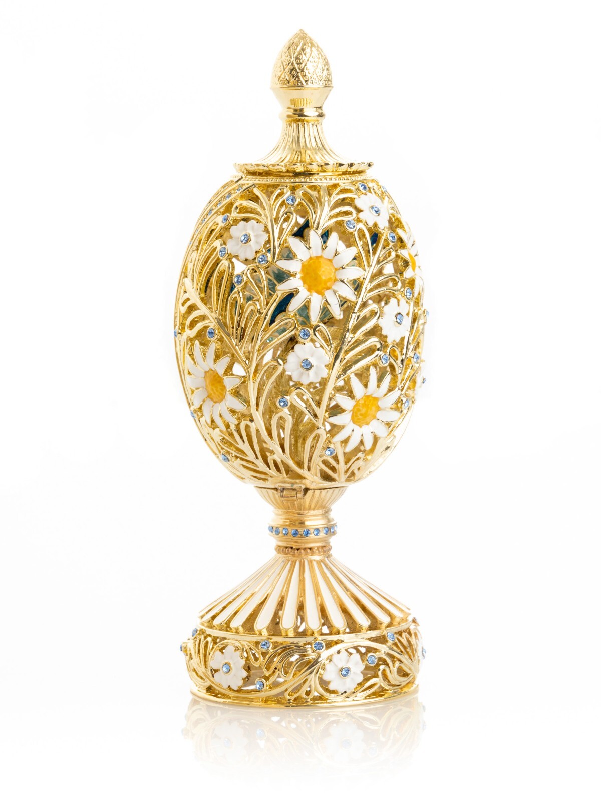 Keren Kopal Egg & Butterfly hand made Trinket box Decorated & Austrian Crystals