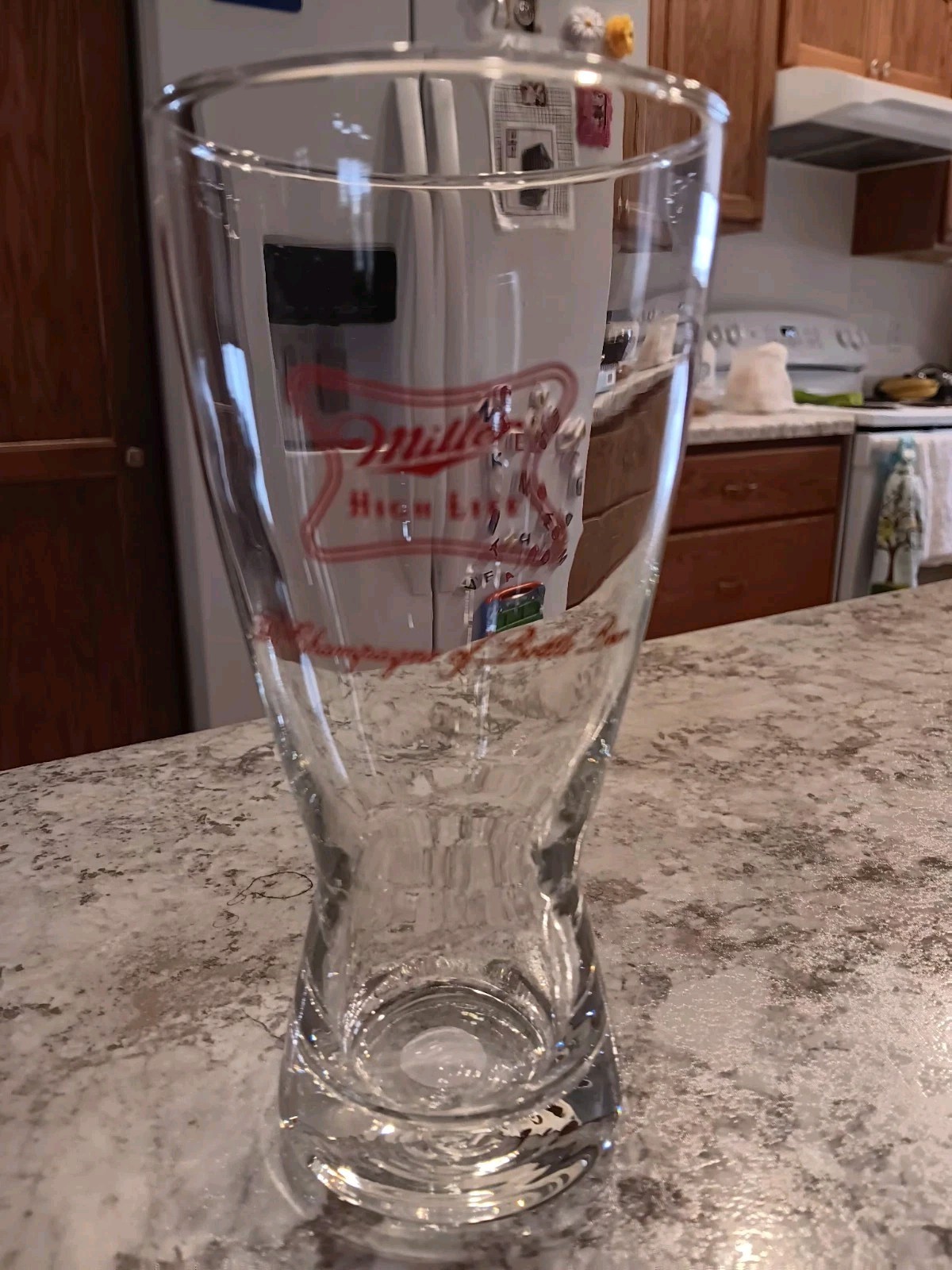 Miller High Lite beer glass 14 Oz, stands 6 3/4″ inches tall