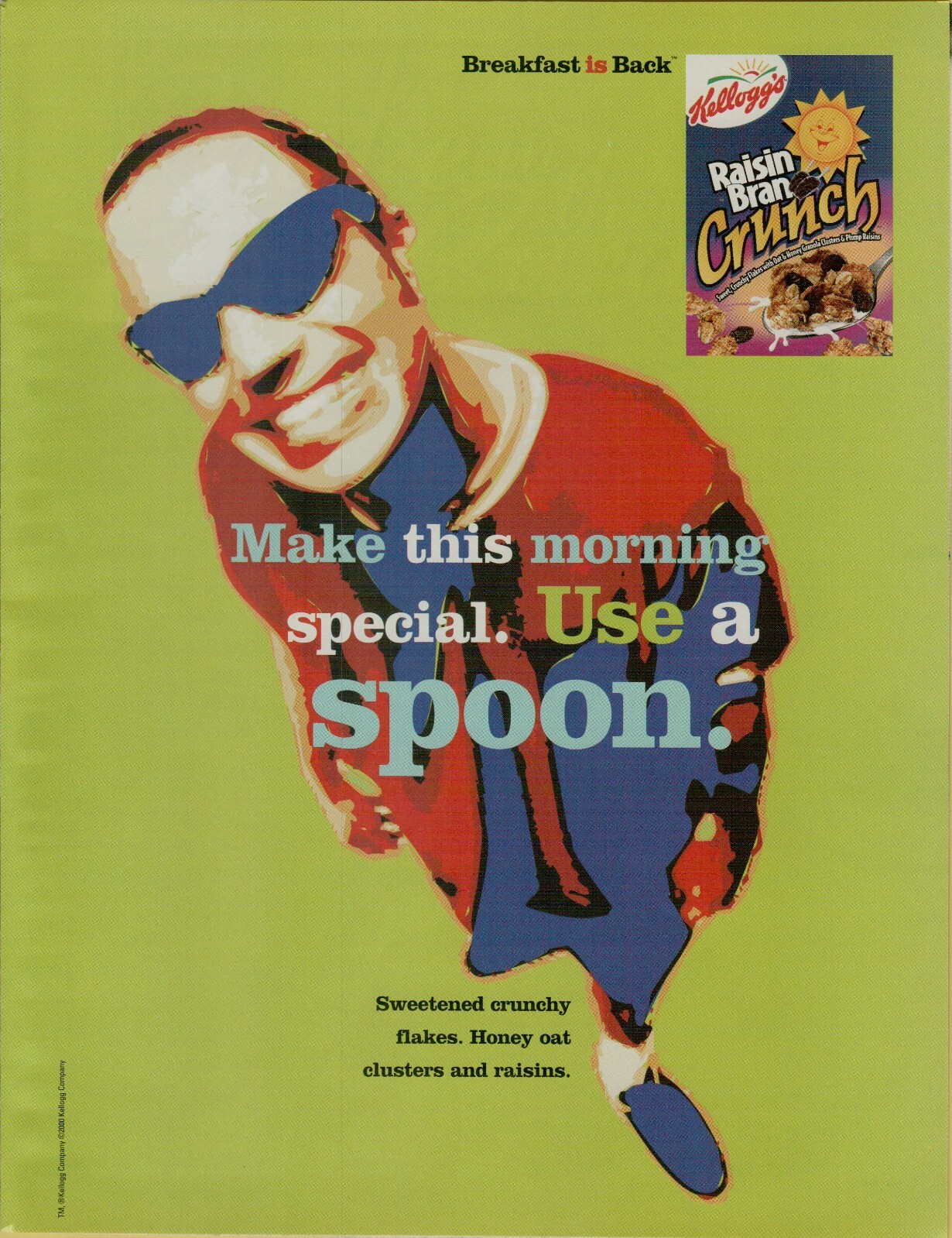 2000 Kellogg’s Raisin Bran Crunch Make Breakfast Special VINTAGE PRINT AD