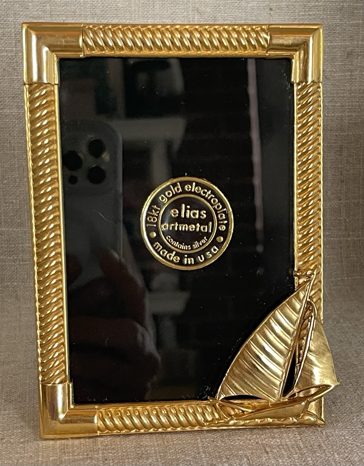 Elias Artmetal 18k Gold Electroplate Sailboat 3.5” X 5”Picture Frame Made In USA