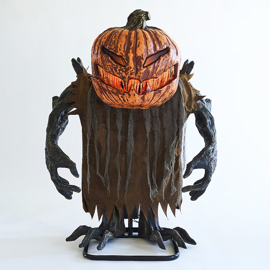 3 FT ANIMATED GROWLING PUMPKIN HENCHMAN HALLOWEEN ANIMATRONIC PROP
