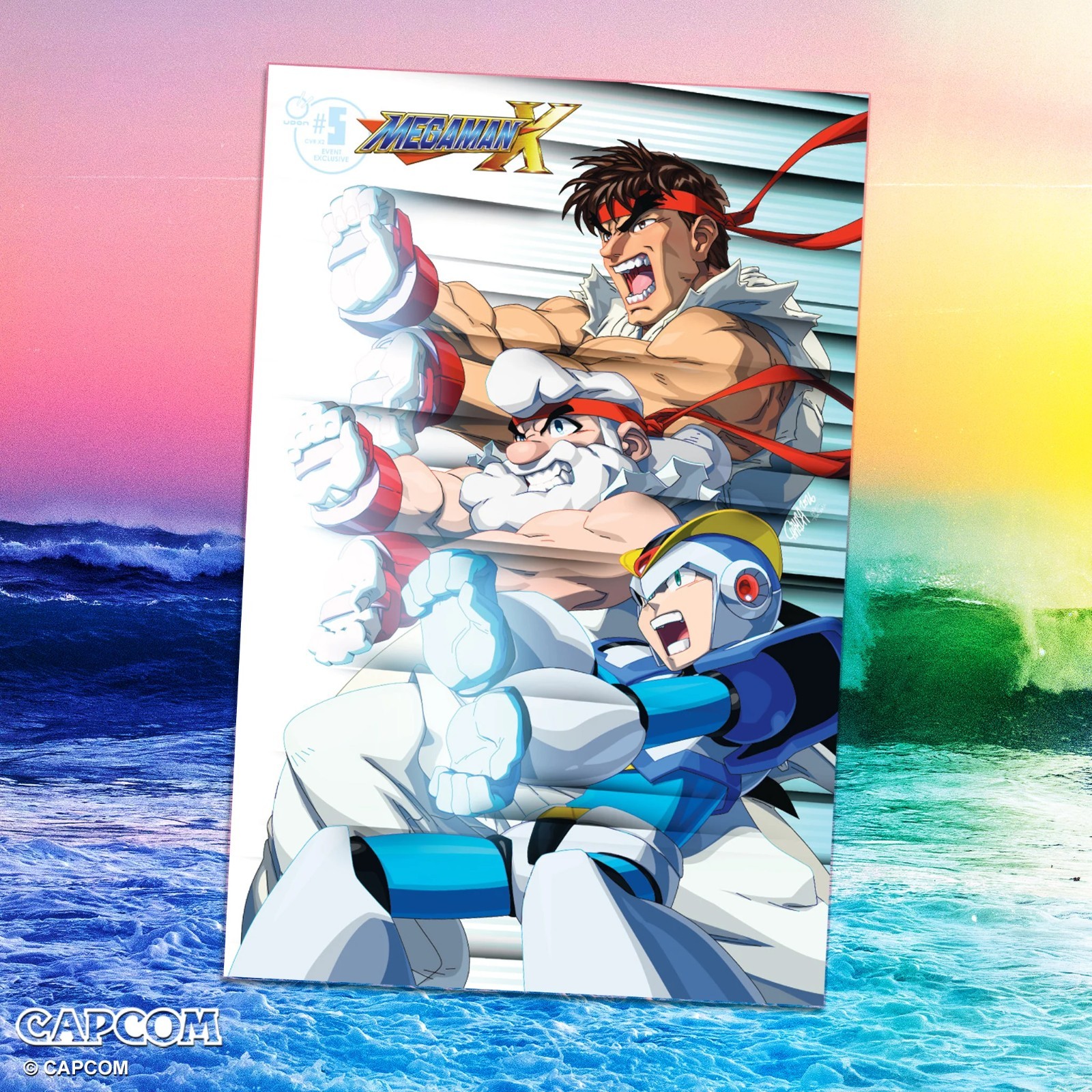 SDCC 2026 MEGA MAN X #5 CVR X2 Family Hadoken COMIC BOOK Udon RYU Dr Light NEW