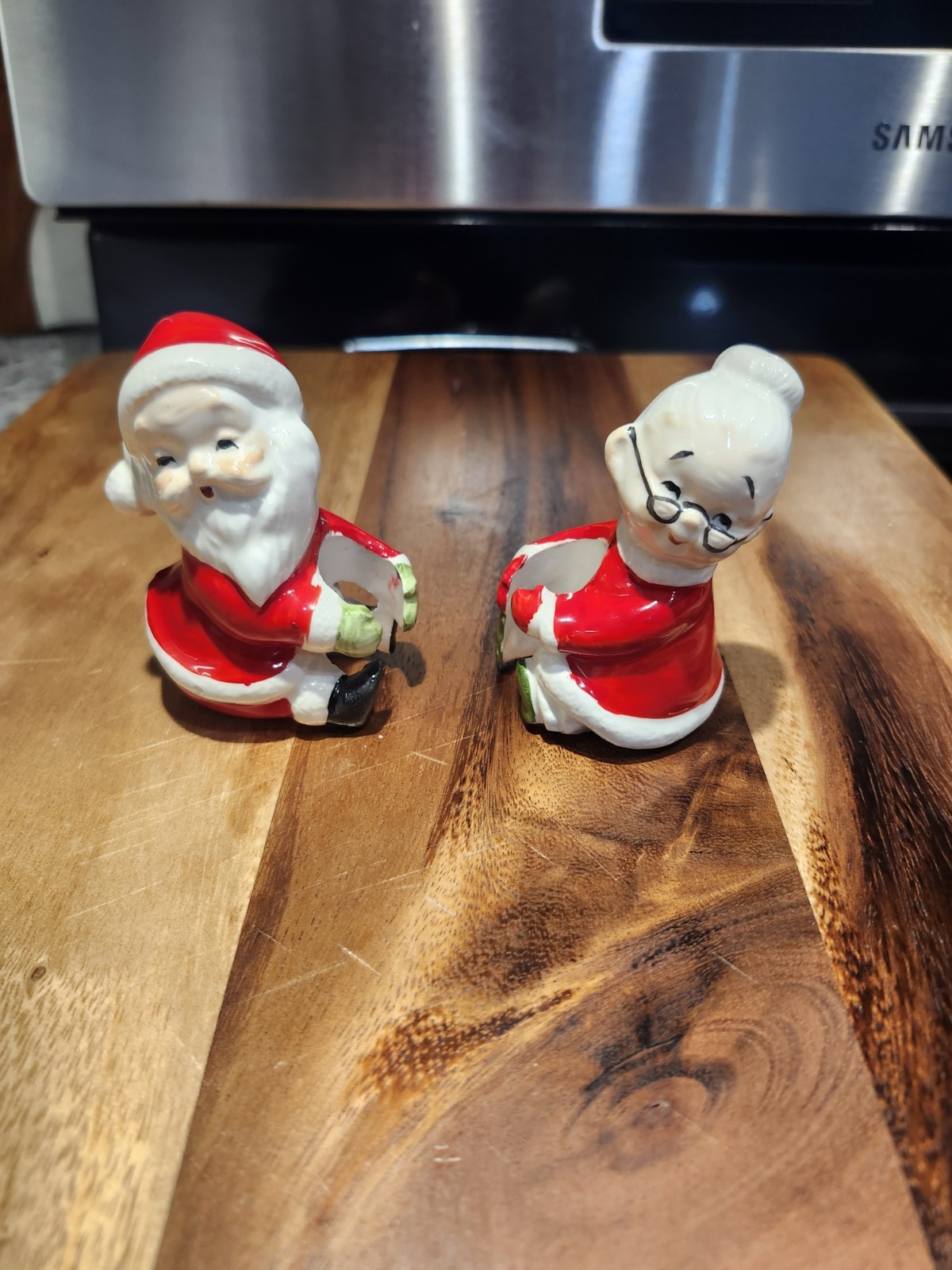 Vintage Christmas LEFTON Japan Mr. Aand Mrs. Santa Claus Candle Huggers rare