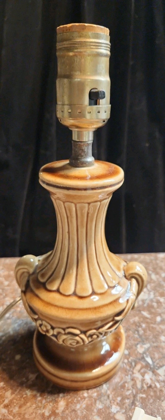 VTG 1960’s Mid Century Modern Brown Ceramic Drip Glaze 7 Inch Table Lamp