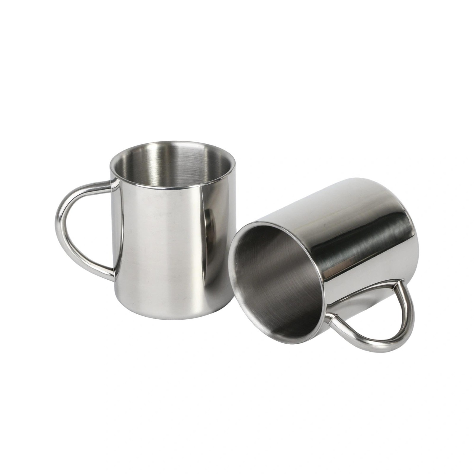 Camping Coffee Mugs 10oz Set of 2 Double Walled Stainless Steel with Handle