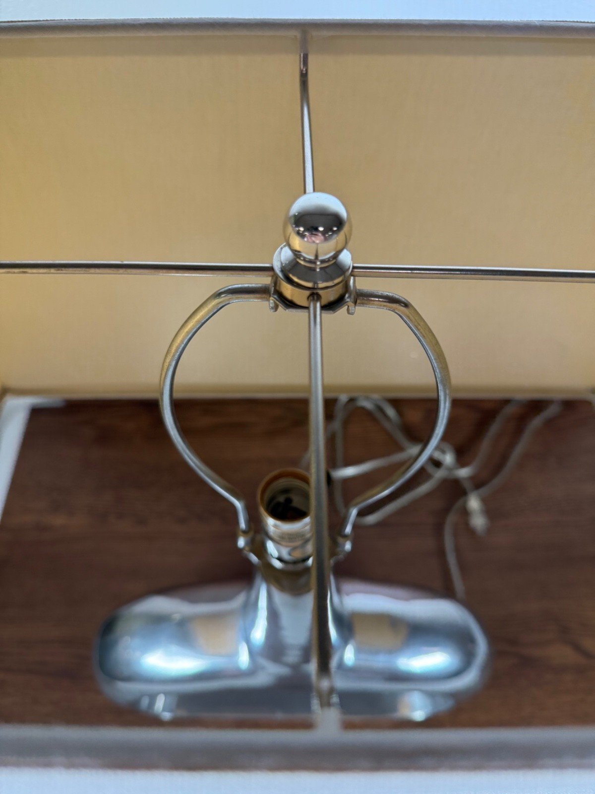 Mid Century Modern Aluminum Table Lamp Art Deco Geometric Ovoid Working