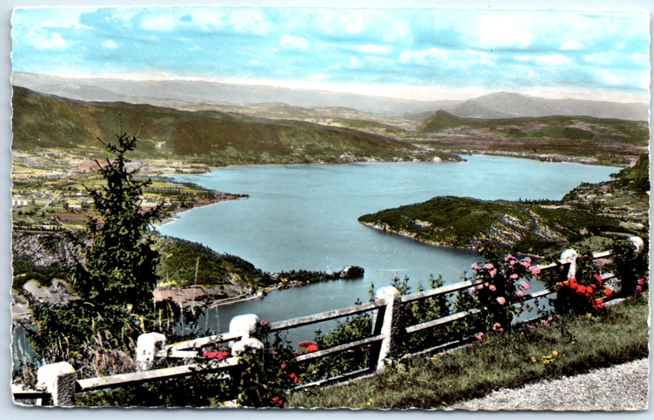 Postcard – The lake seen from the Col de la Forclaz, Lake Annecy – France