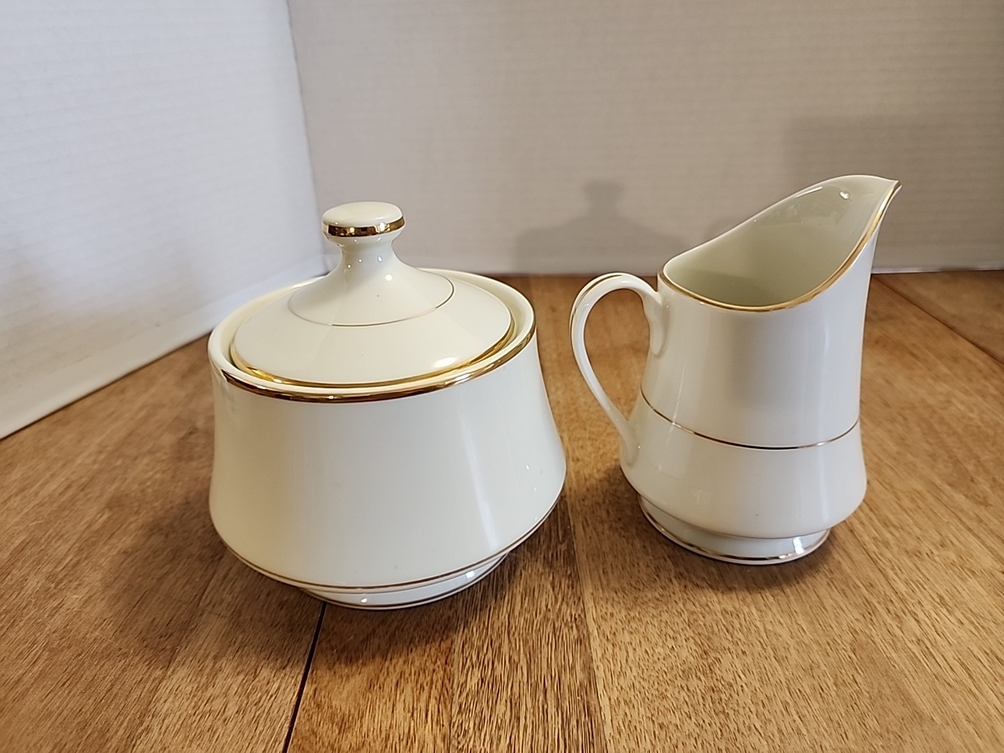 Royal Limited Golden Ivory Sugar Bowl & Creamer W/Gold Trim Fine China of Japan