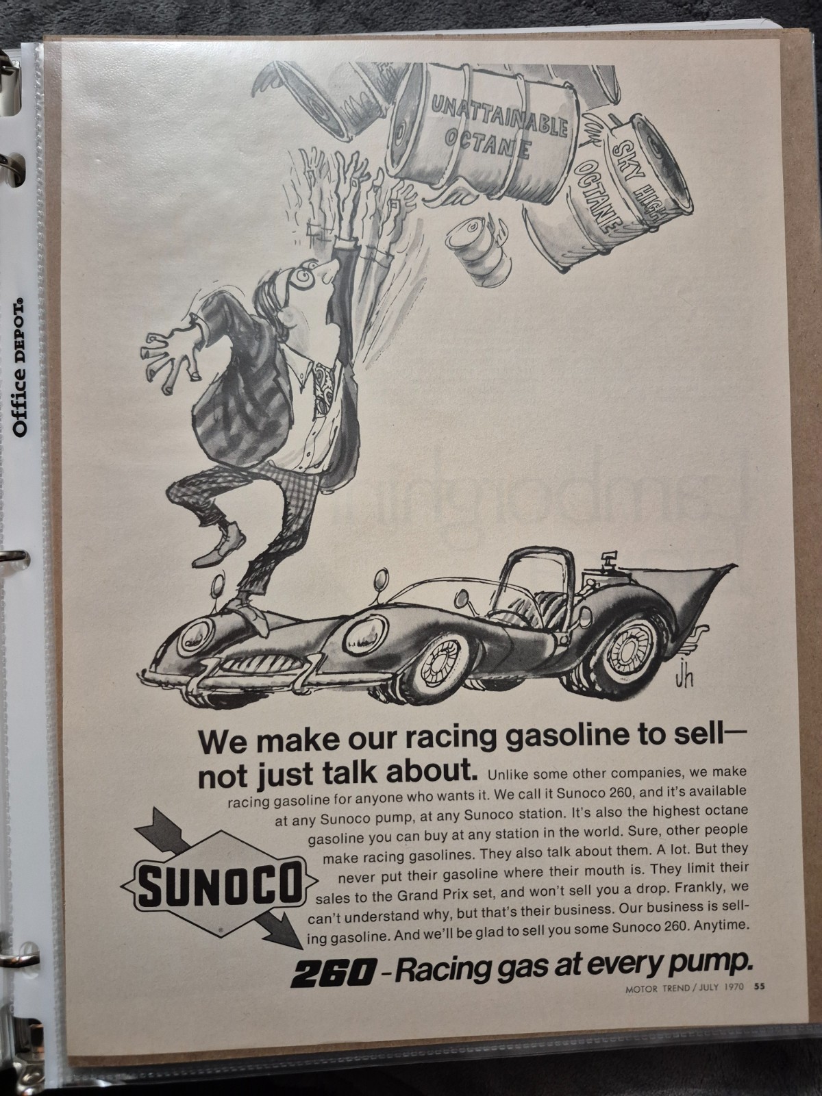 1970 Sunoco 260 Racing Fuel Vintage Ad We Make Our Racing Gasoline Sell (JA1199