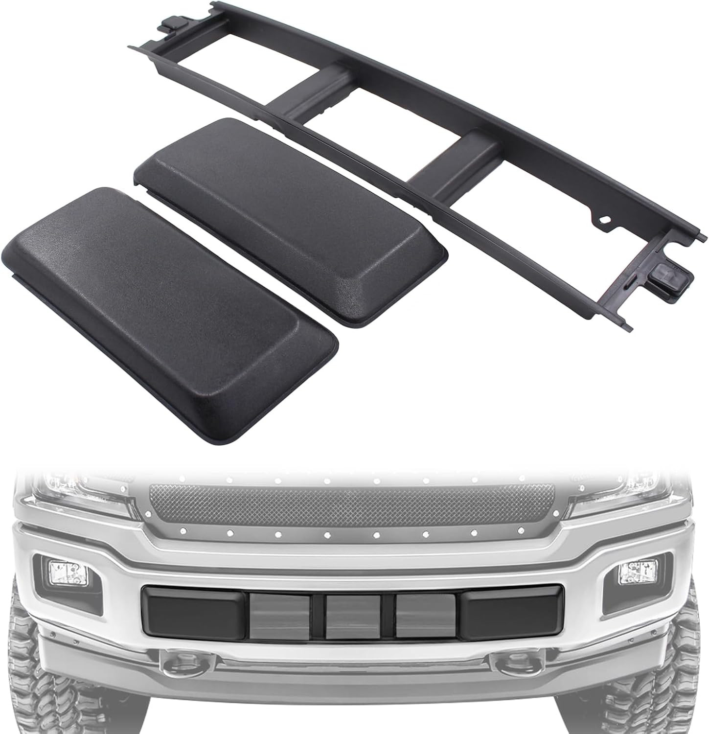 Black Front Bumper Cover Lower Grille Panel Trim | for Ford F-150 2018-2020, Bum