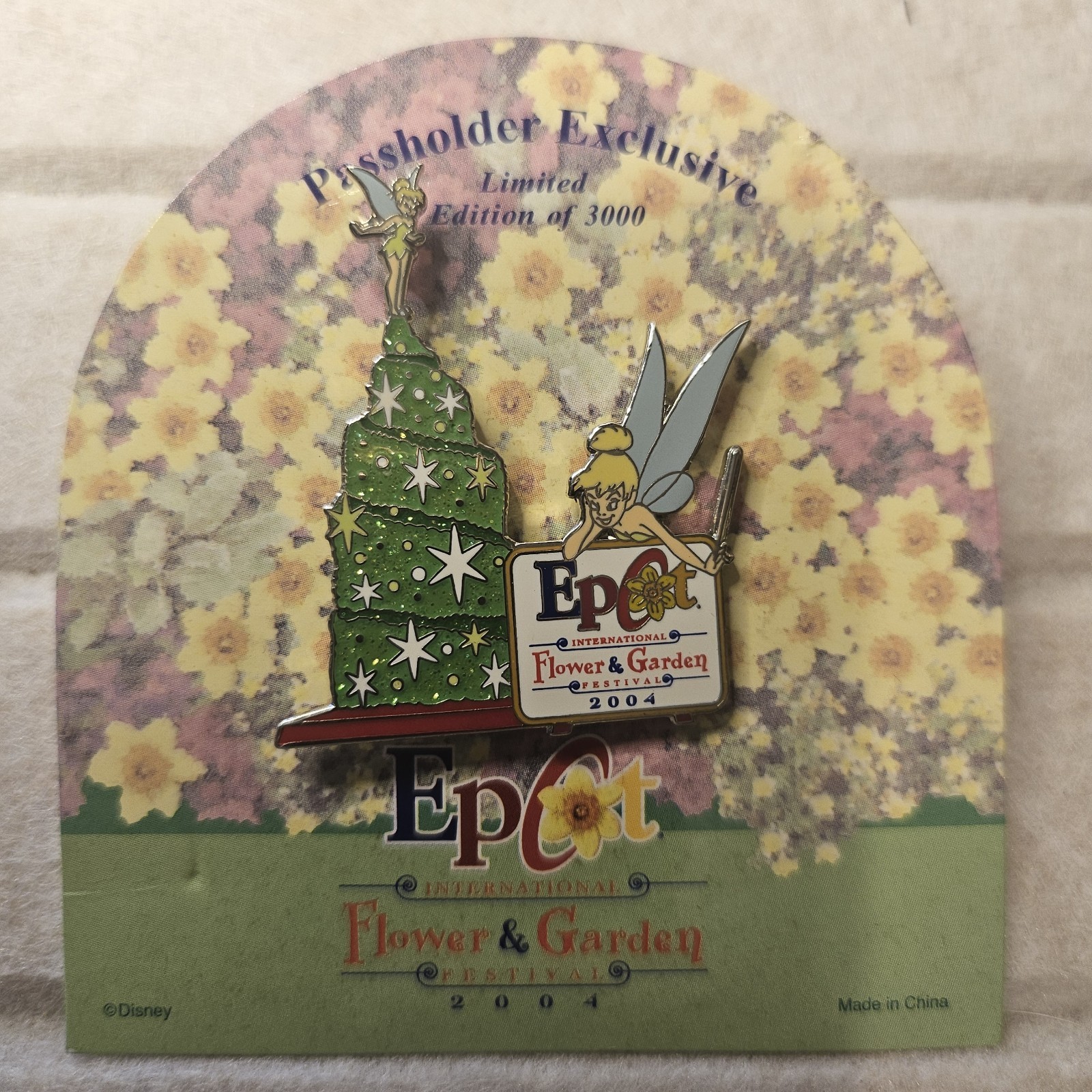 2004 Disney WDW Tinker Bell Topiary Epcot Flower& Garden Pin Pass Excl LE3000