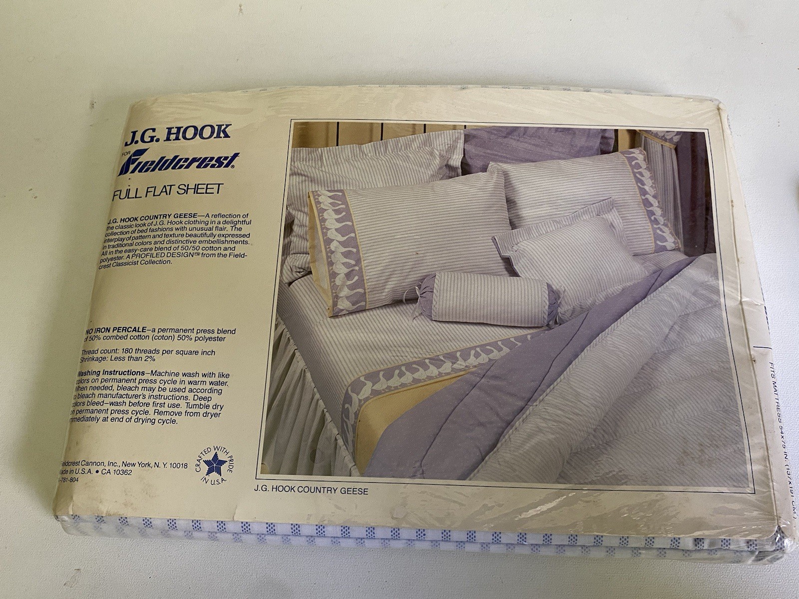 NOS Vtg J G Hook Country Goose Full Size flat Sheet 50% Cotton Poly Pillow Case